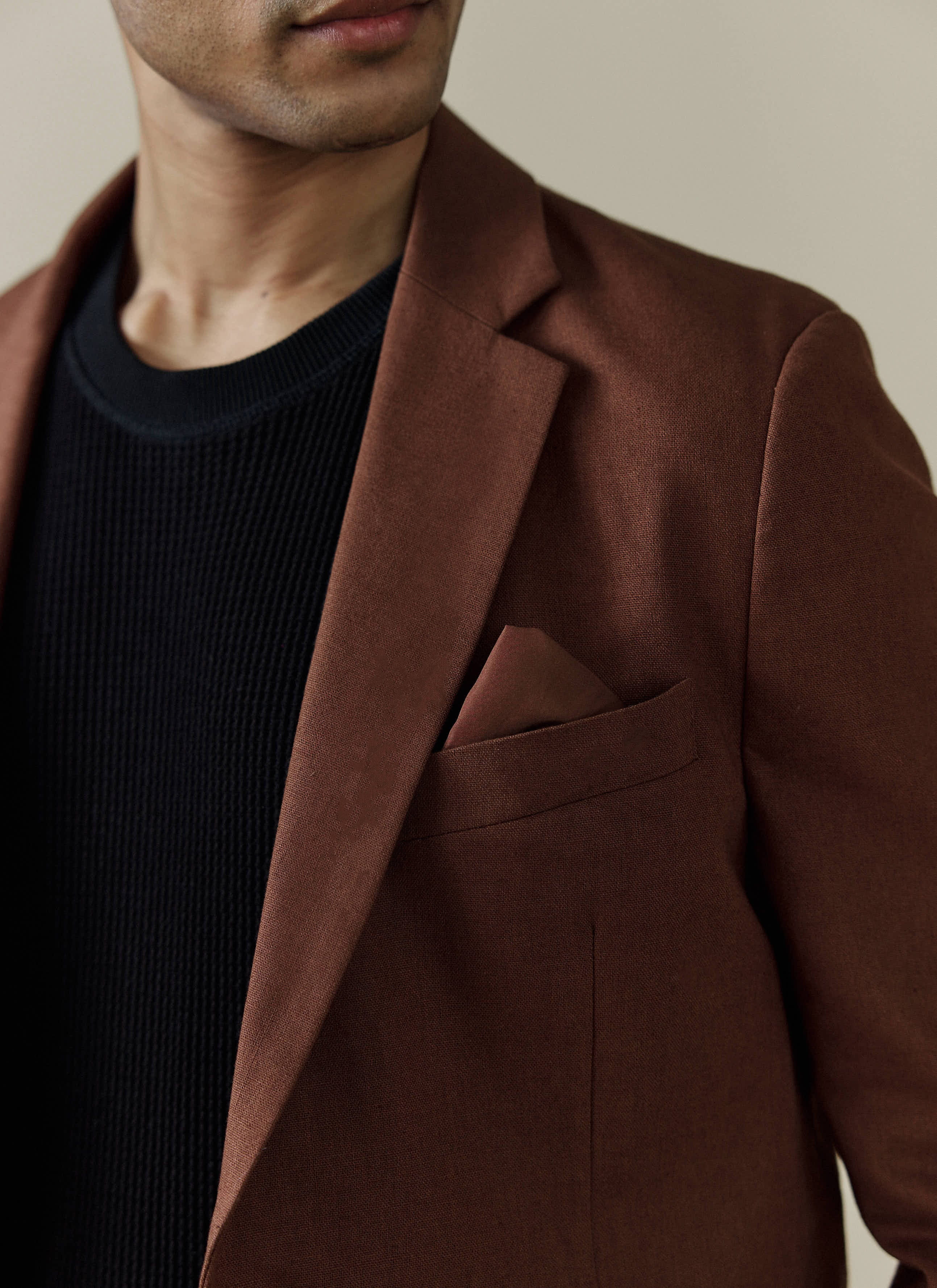 Tailored Linen Blazer | Brown