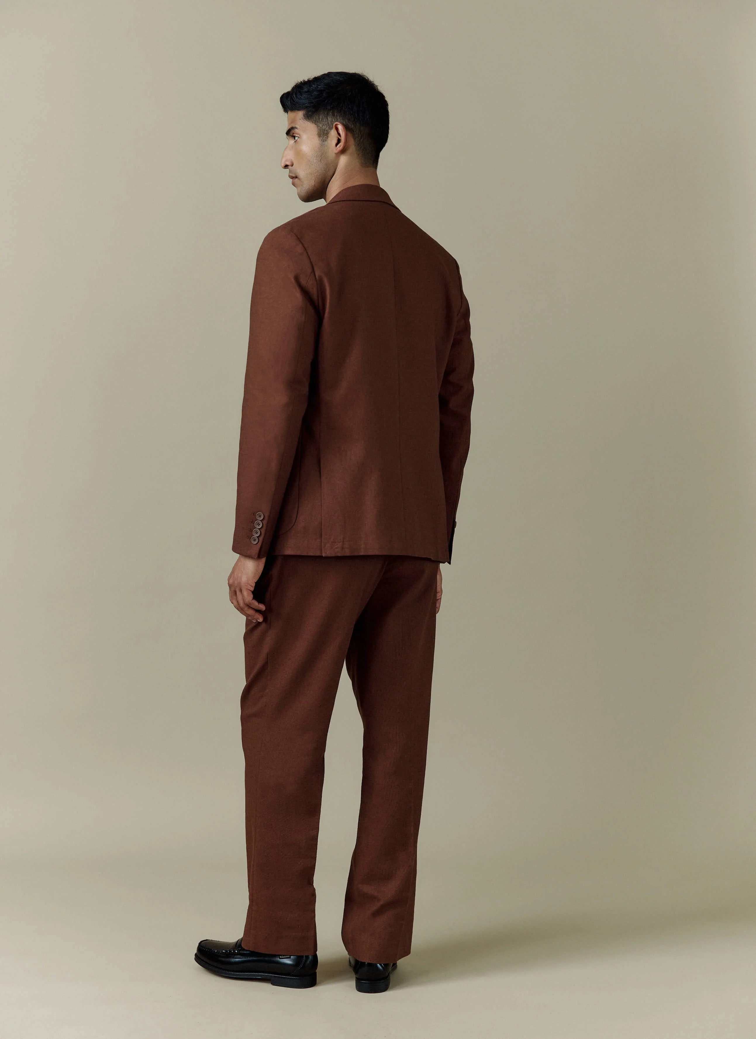 Tailored Linen Blazer | Brown