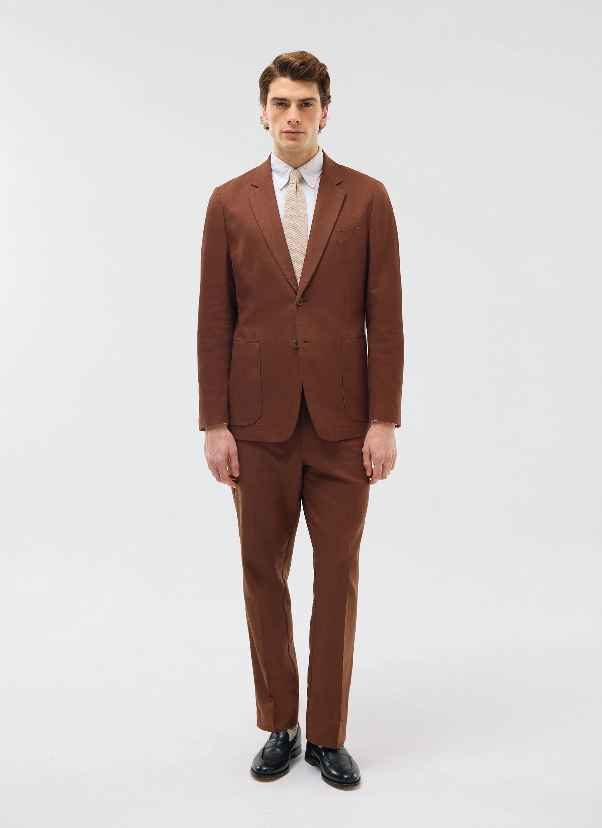 Tailored Linen Trousers | Brown