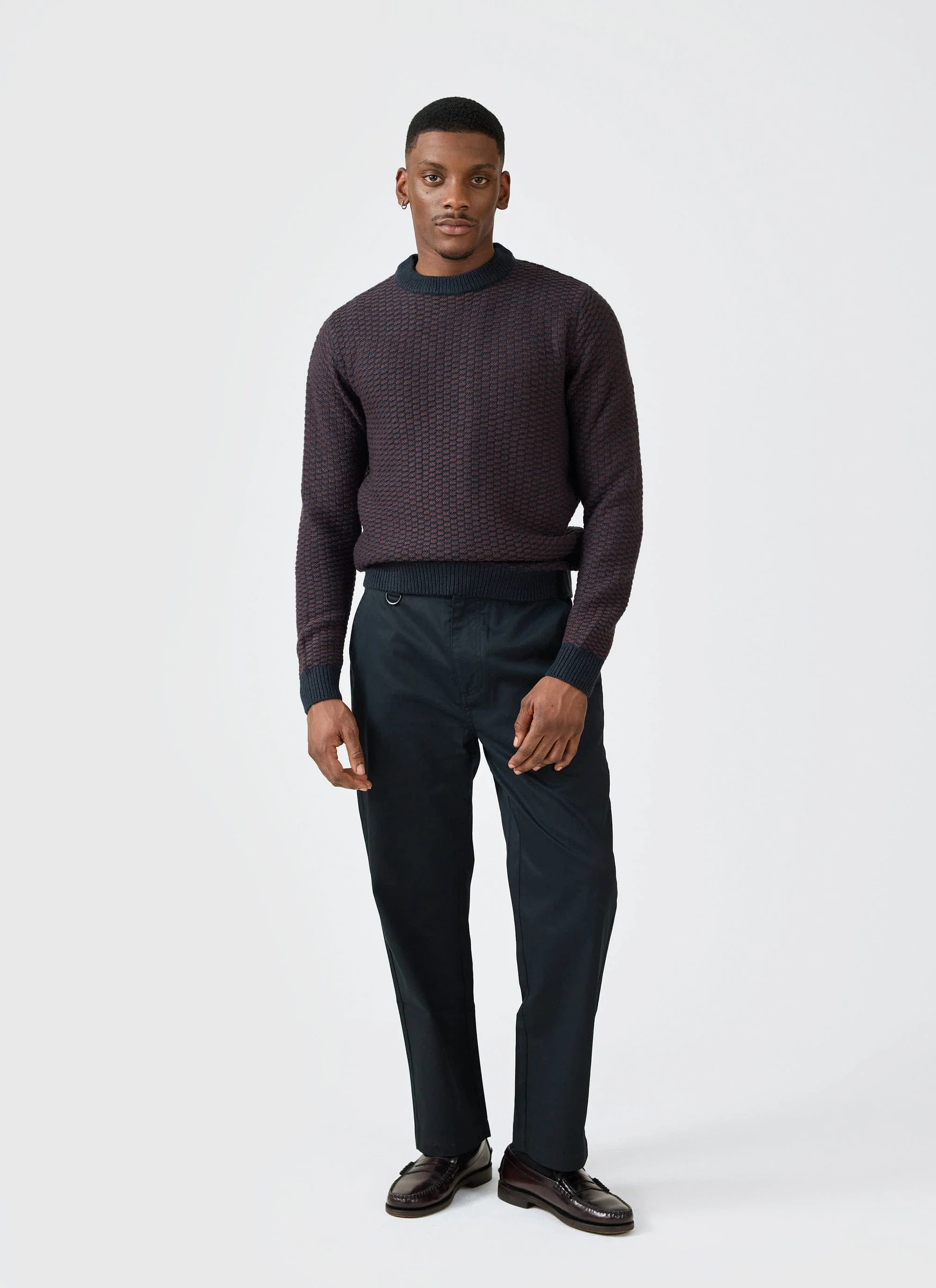 Charlestown Knitted Jumper | Navy Burgundy