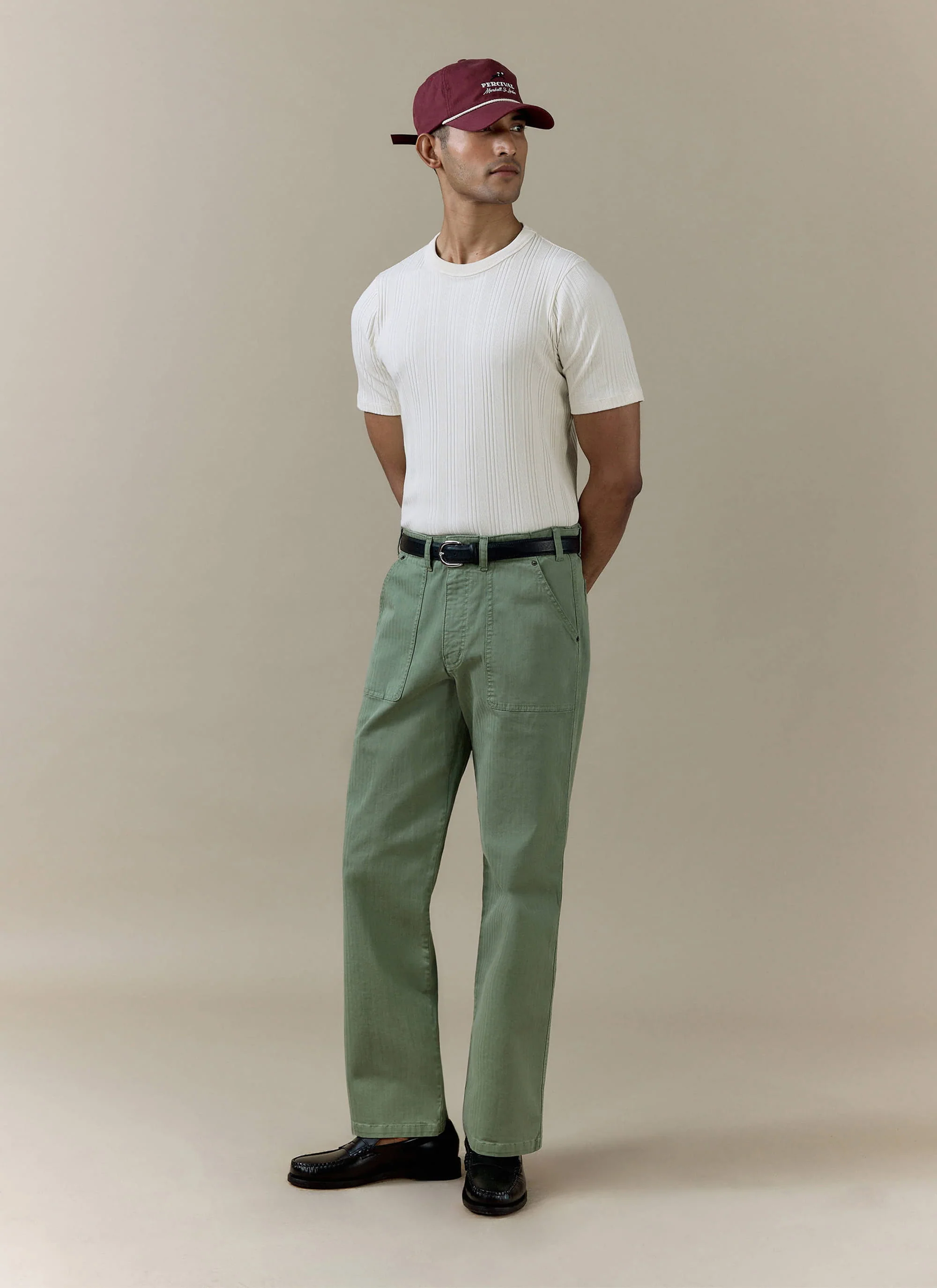 Leon Slim Ribbed T Shirt | Cotton | Cream