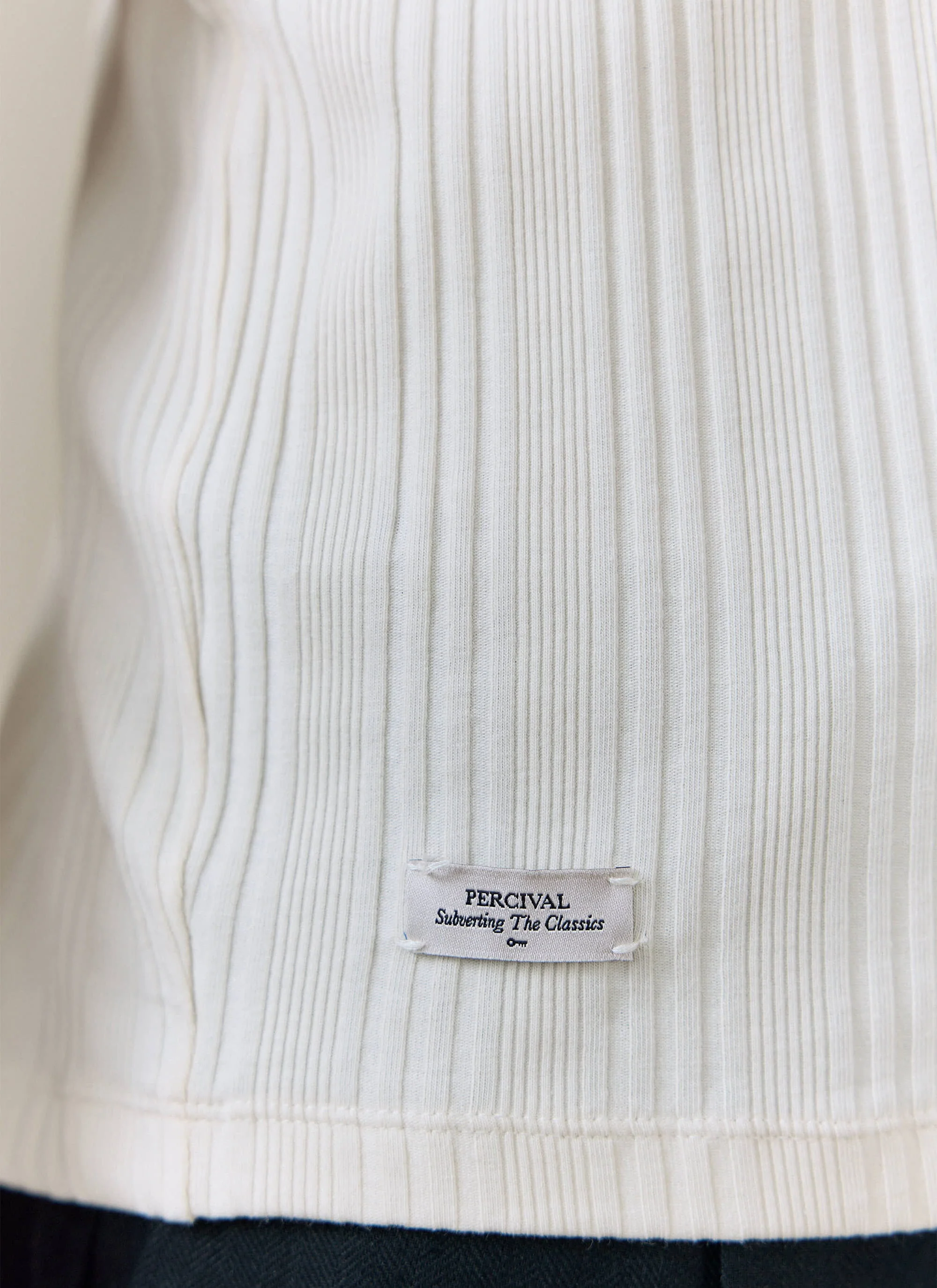 Leon Slim Ribbed T Shirt | Cotton | Cream