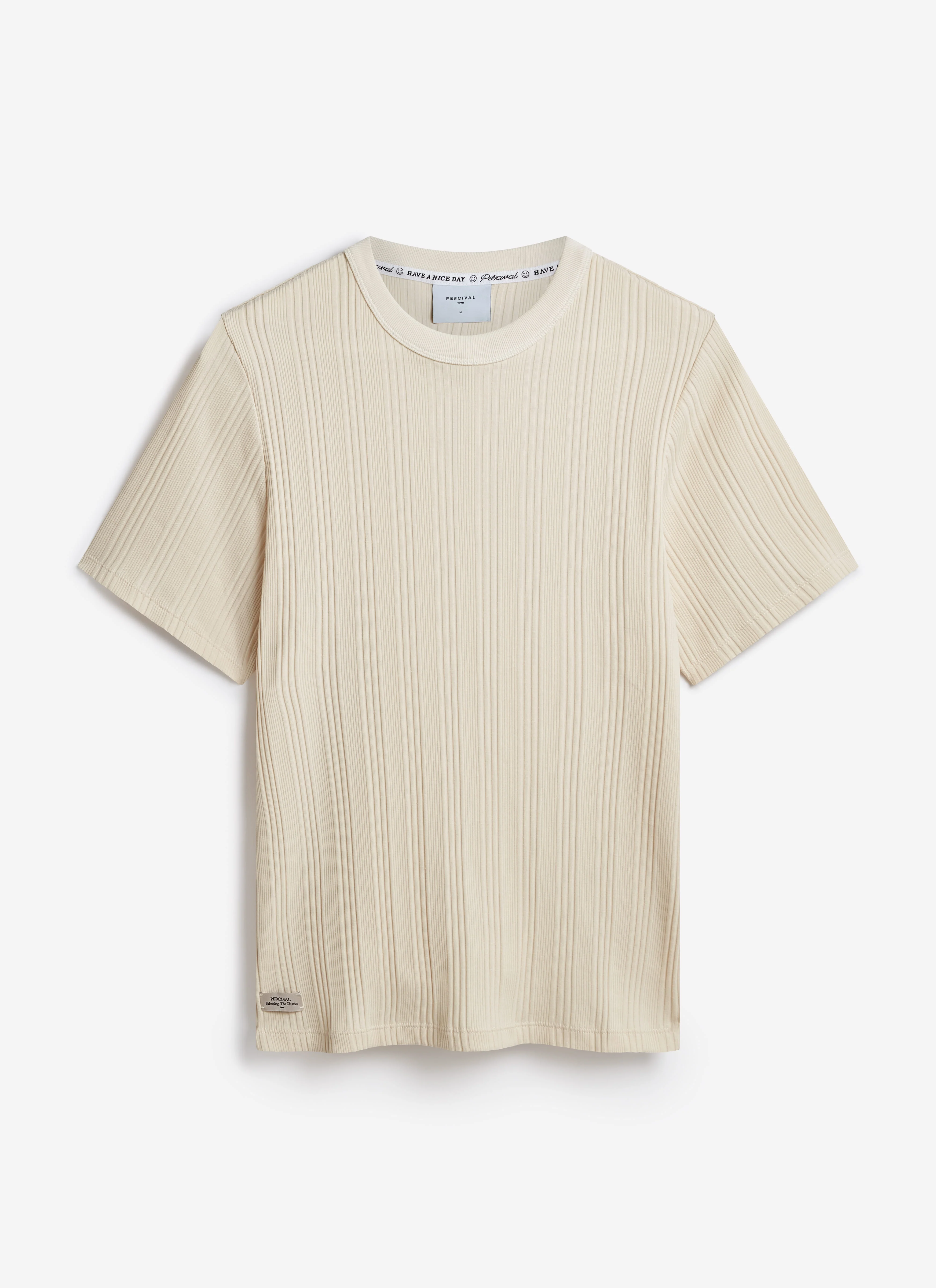 Leon Slim Ribbed T Shirt | Cotton | Cream