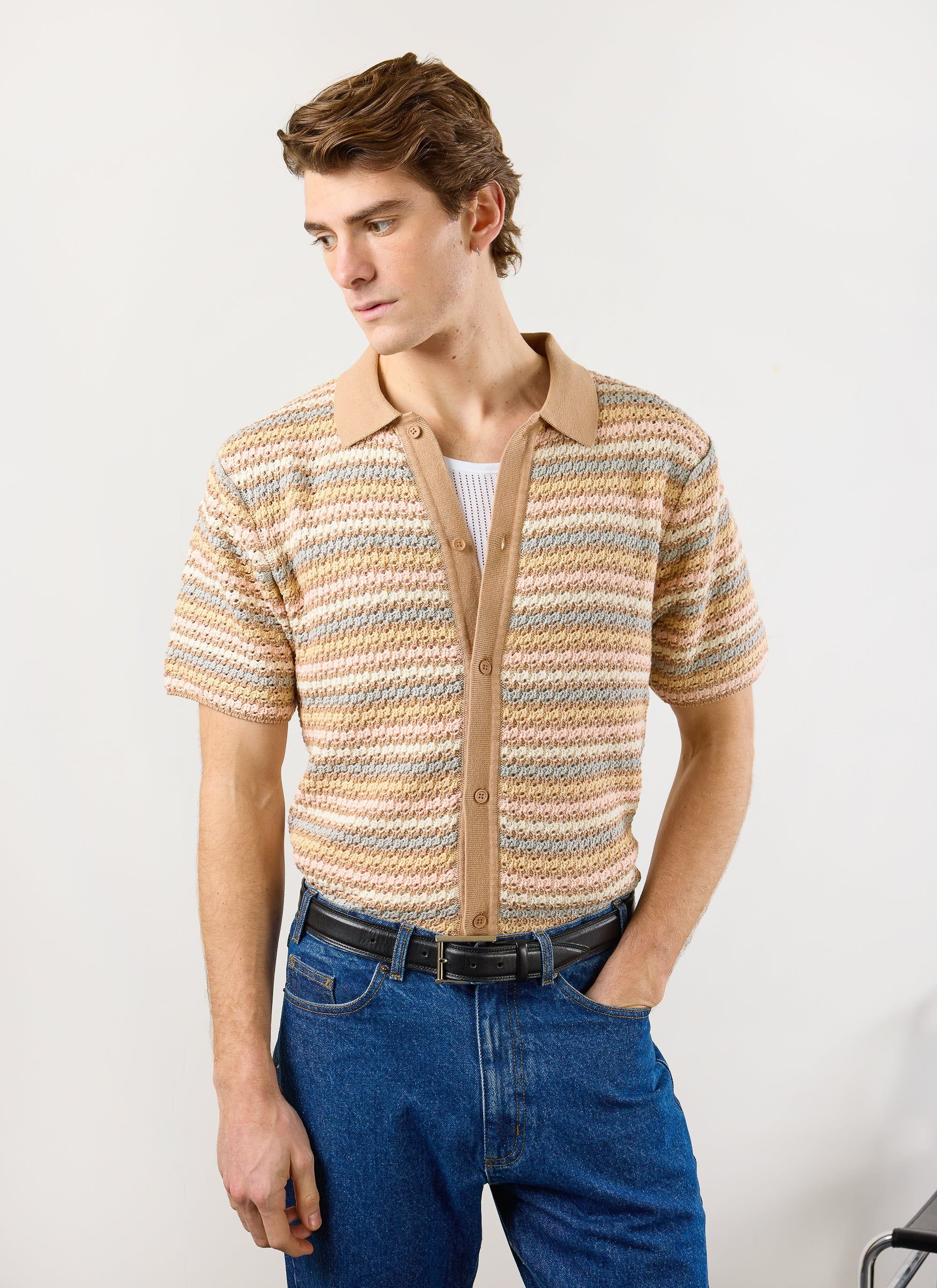 6053-sari-stripe-knitted-shirt-cotton-cream-1.jpg Sari Stripe Knitted Shirt | Cotton | Cream