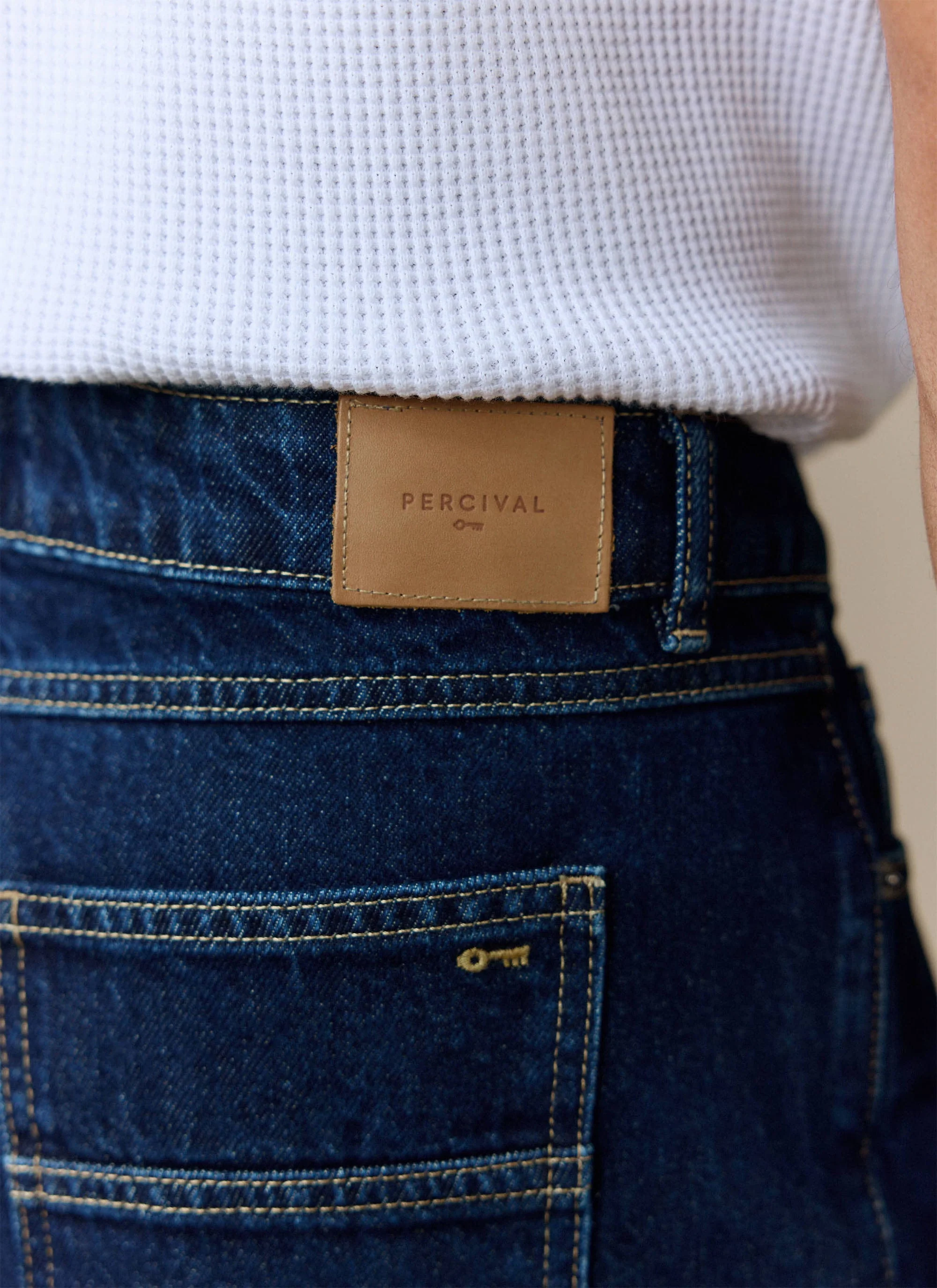 Pleated Denim Jeans | Cotton | Dark Indigo Blue