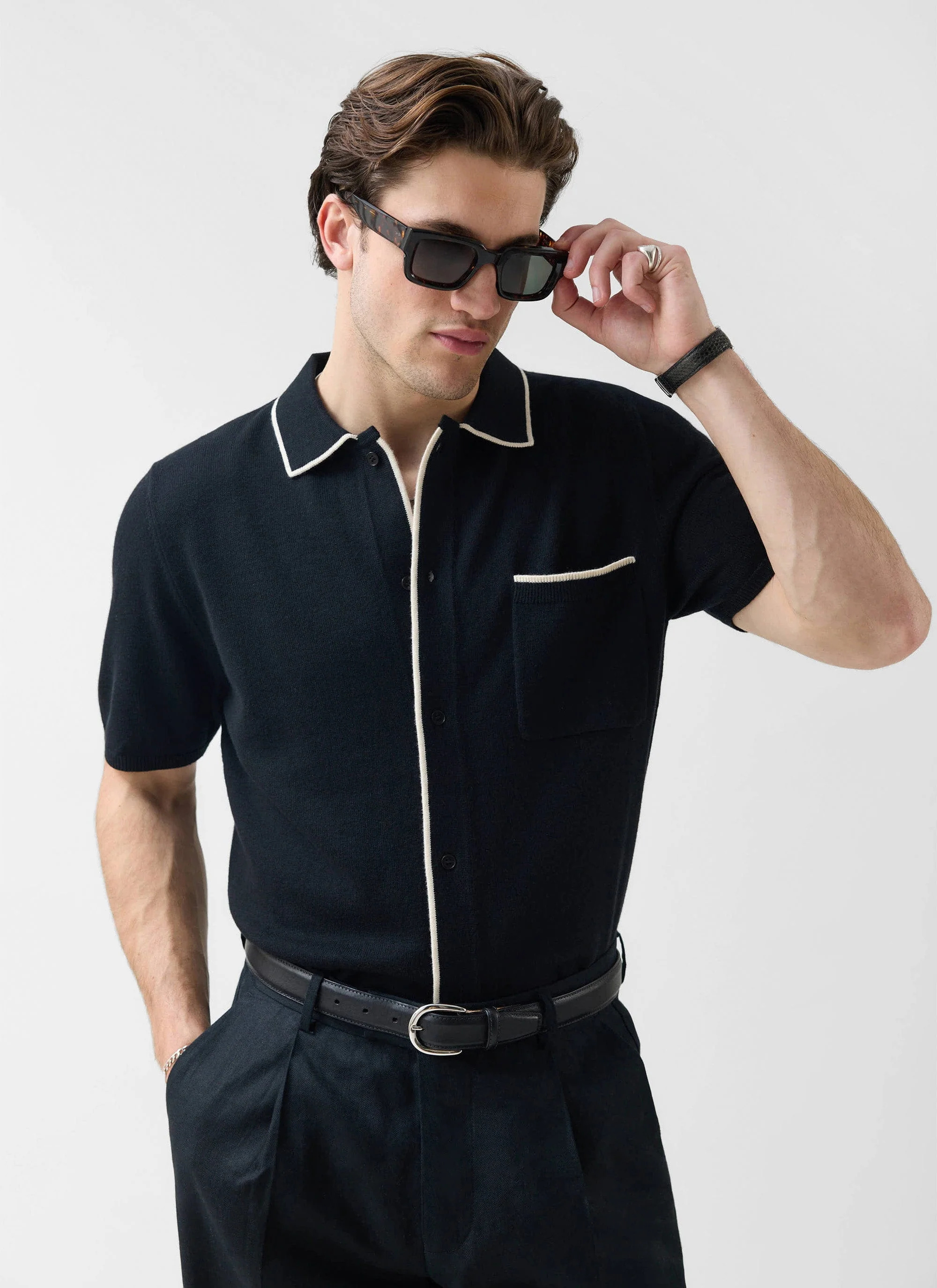 628-contrast-trim-regular-knitted-shirt-wool-black-2.webp Contrast Trim Regular Knitted Shirt | Wool | Black