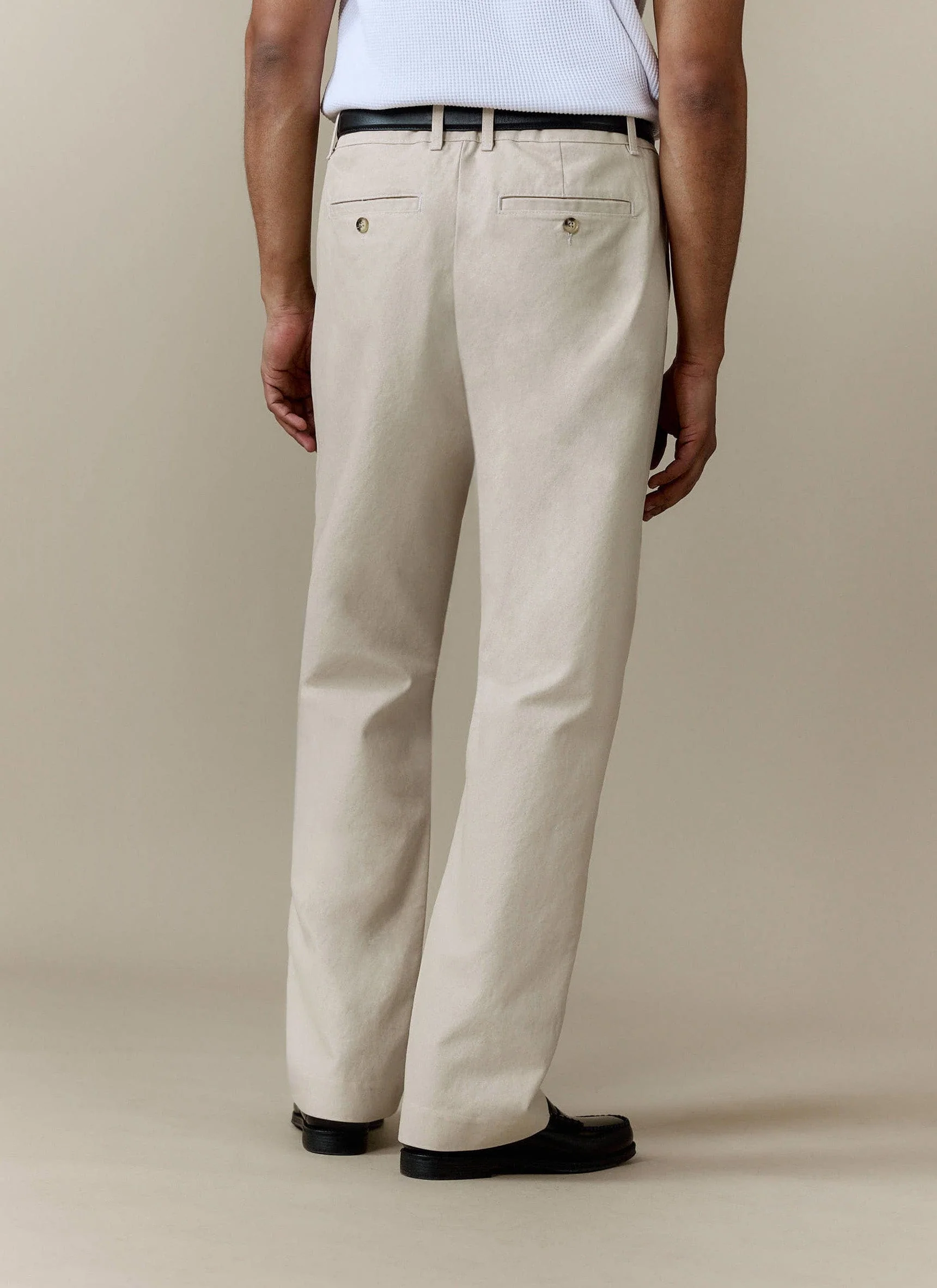 Seb Inverted Pleat Trousers | Cotton | Cream