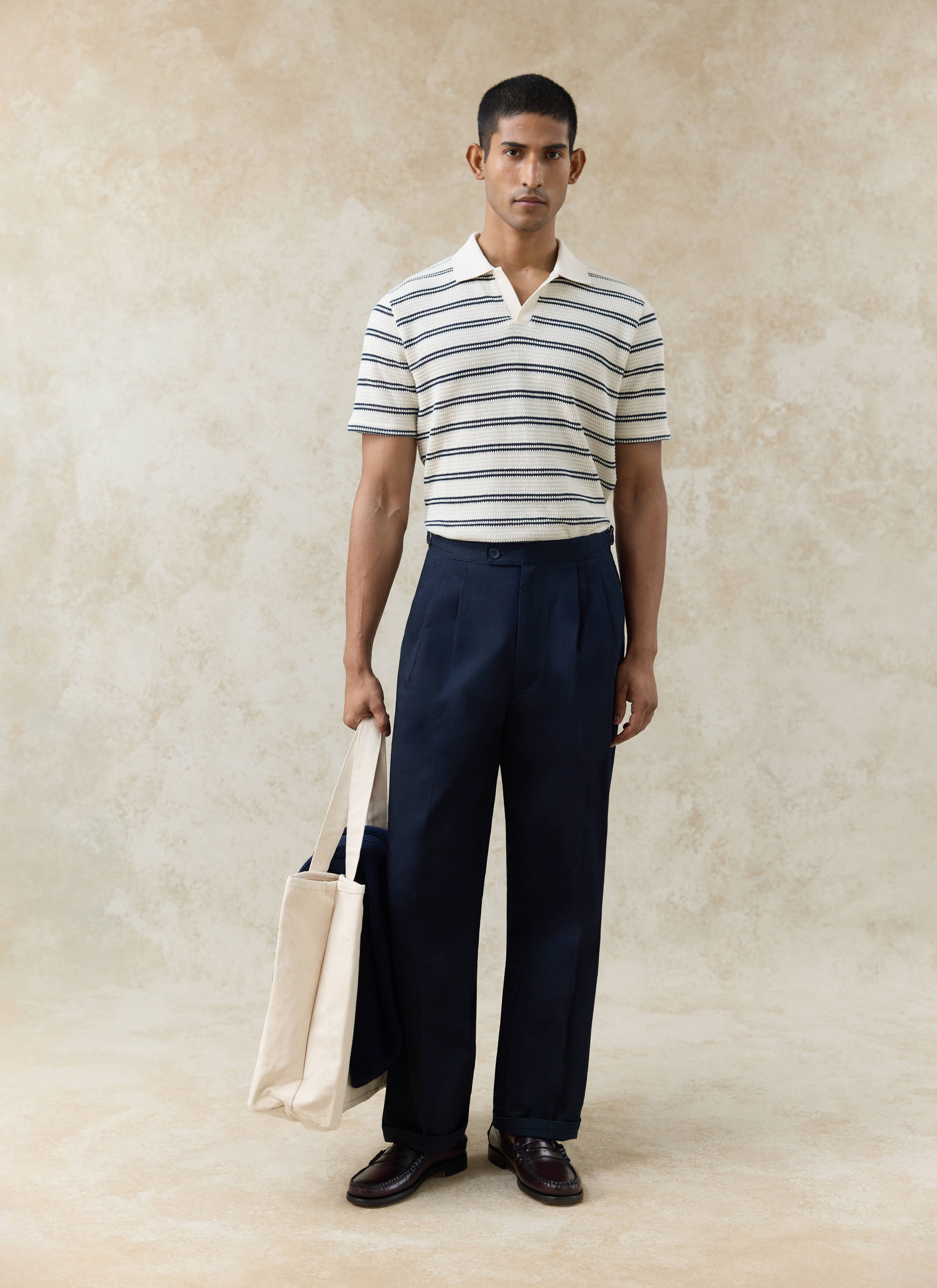 67-moore-polo-cotton-cream-stripe-2.jpg Moore Polo | Cotton | Cream Stripe