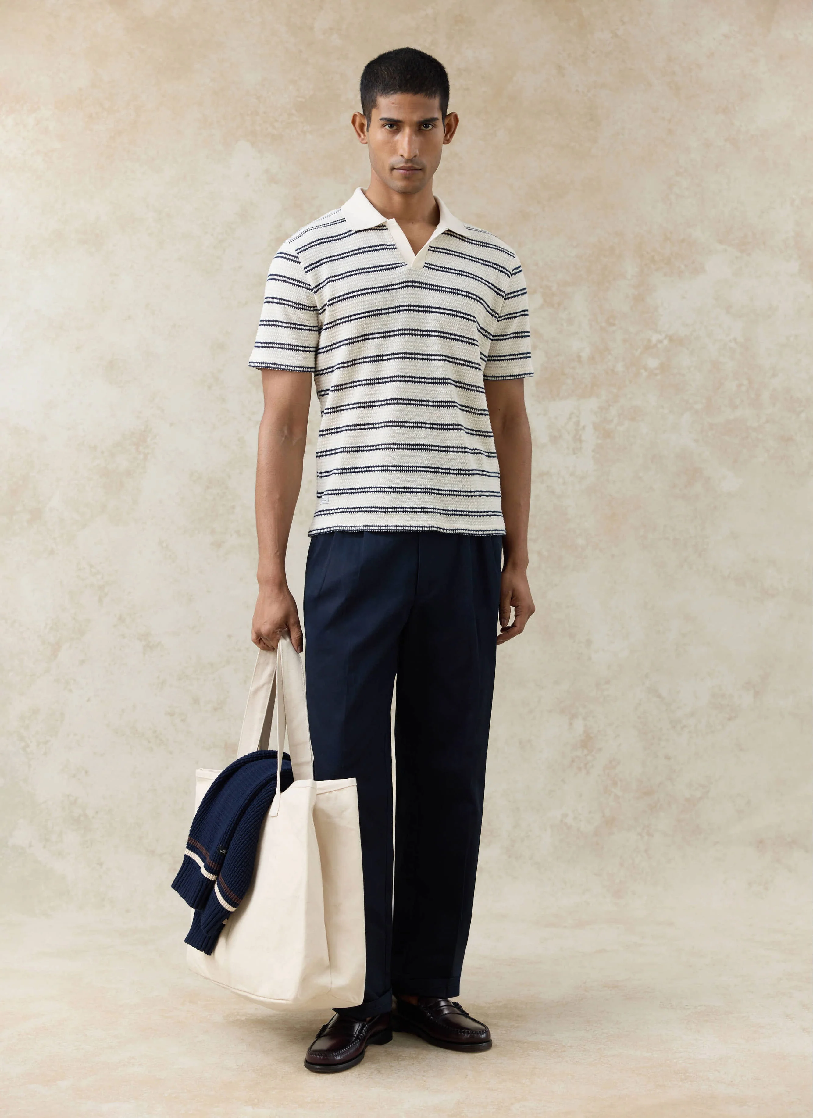 67-moore-polo-cotton-cream-stripe-3.webp Moore Polo | Cotton | Cream Stripe