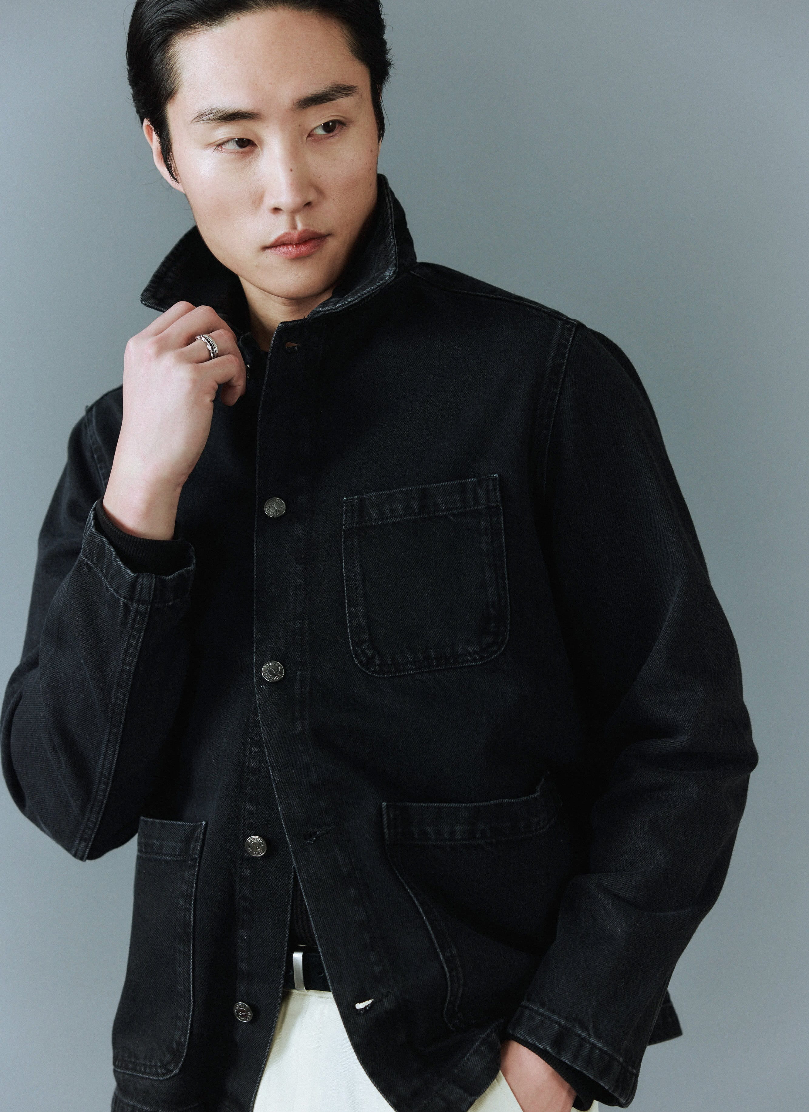 681-gove-chore-jacket-denim-black-1.jpg Gove Chore Jacket | Denim | Black