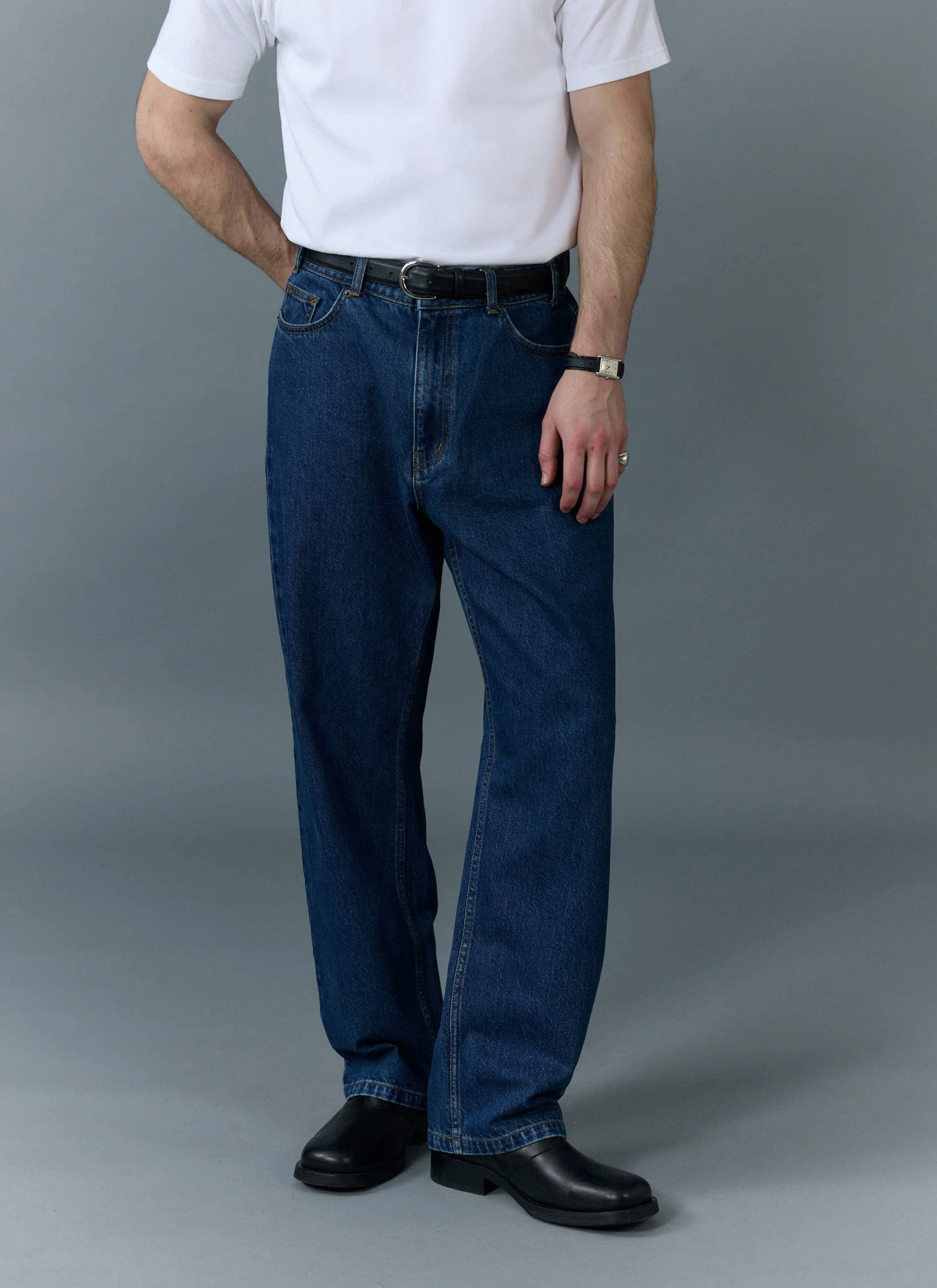 688-relaxed-leg-denim-jeans-cotton-mid-wash-blue-1.webp Relaxed Leg Denim Jeans | Cotton | Mid Wash Blue