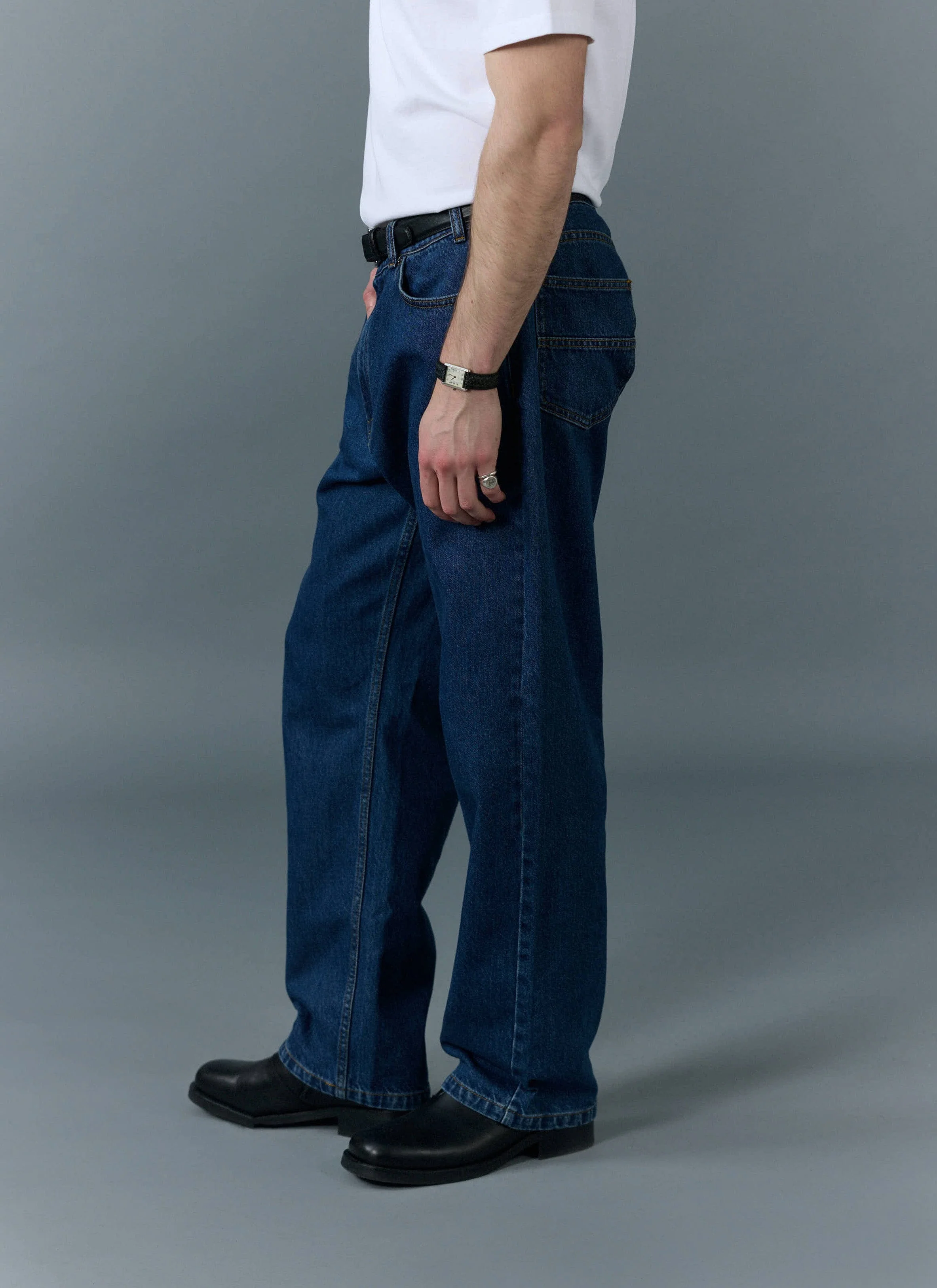 688-relaxed-leg-denim-jeans-cotton-mid-wash-blue-5.webp Relaxed Leg Denim Jeans | Cotton | Mid Wash Blue