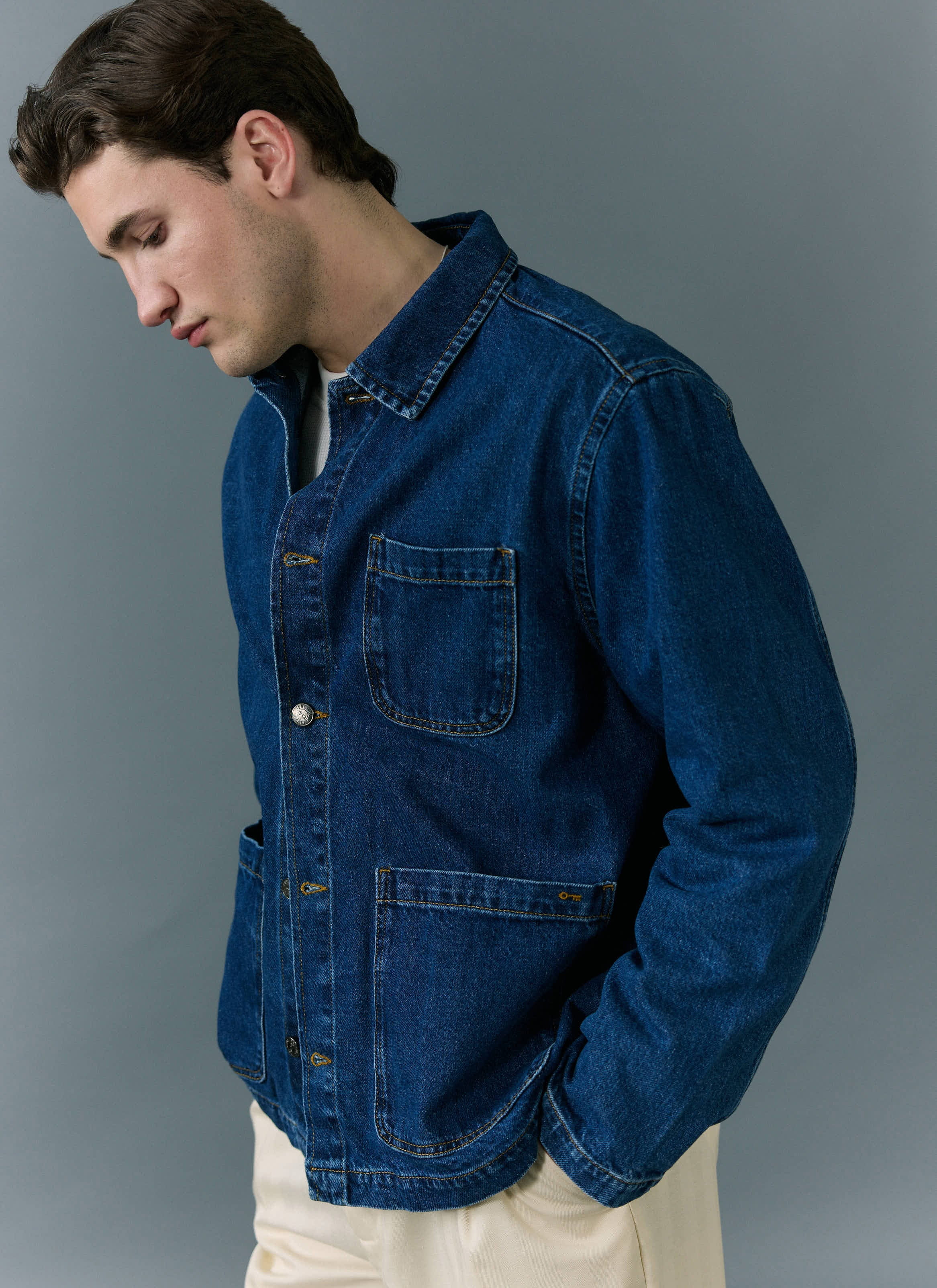 708-gove-chore-jacket-denim-mid-wash-blue-1.jpg Gove Chore Jacket | Denim | Mid Wash Blue