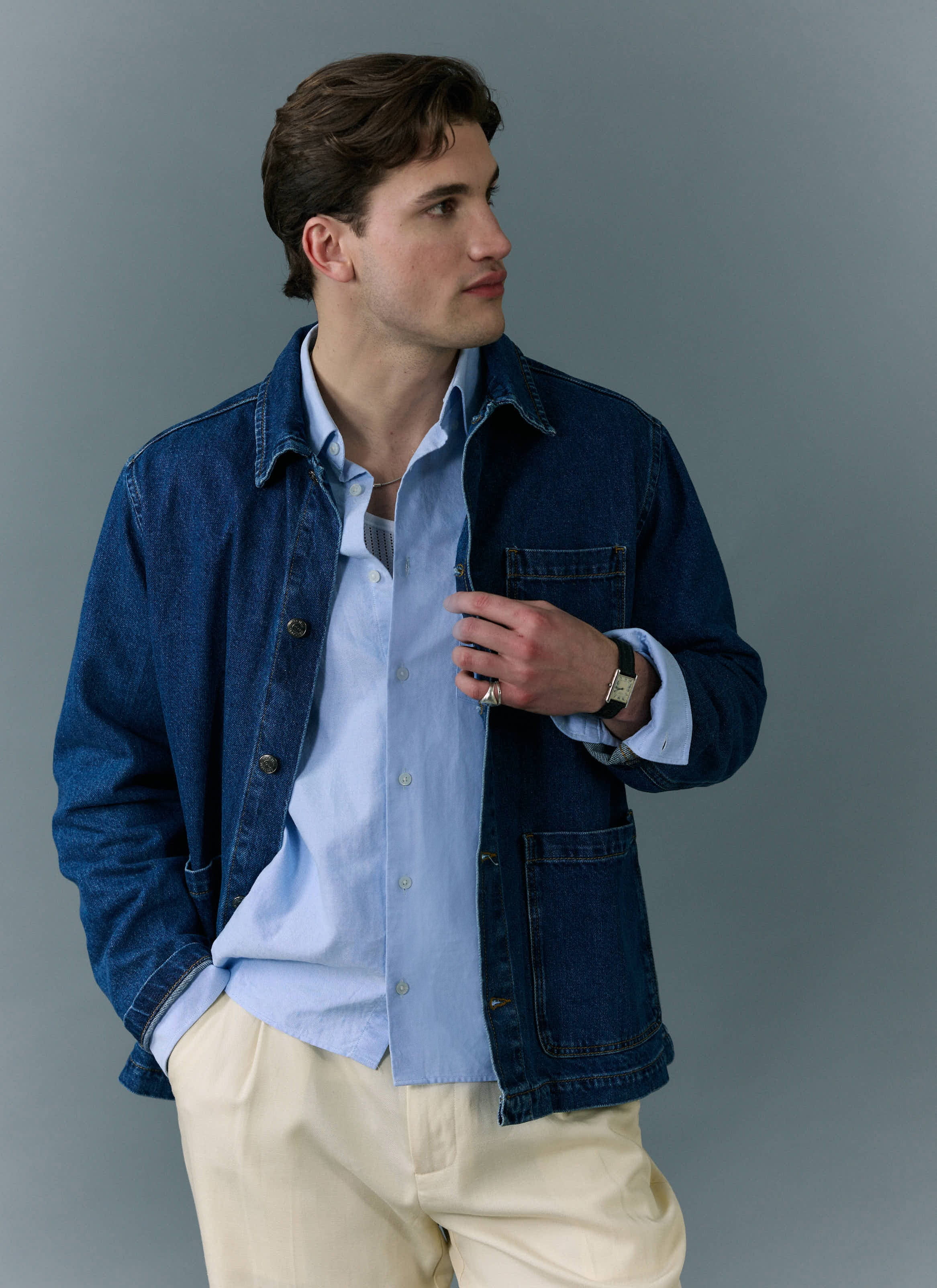 708-gove-chore-jacket-denim-mid-wash-blue-3.jpg Gove Chore Jacket | Denim | Mid Wash Blue
