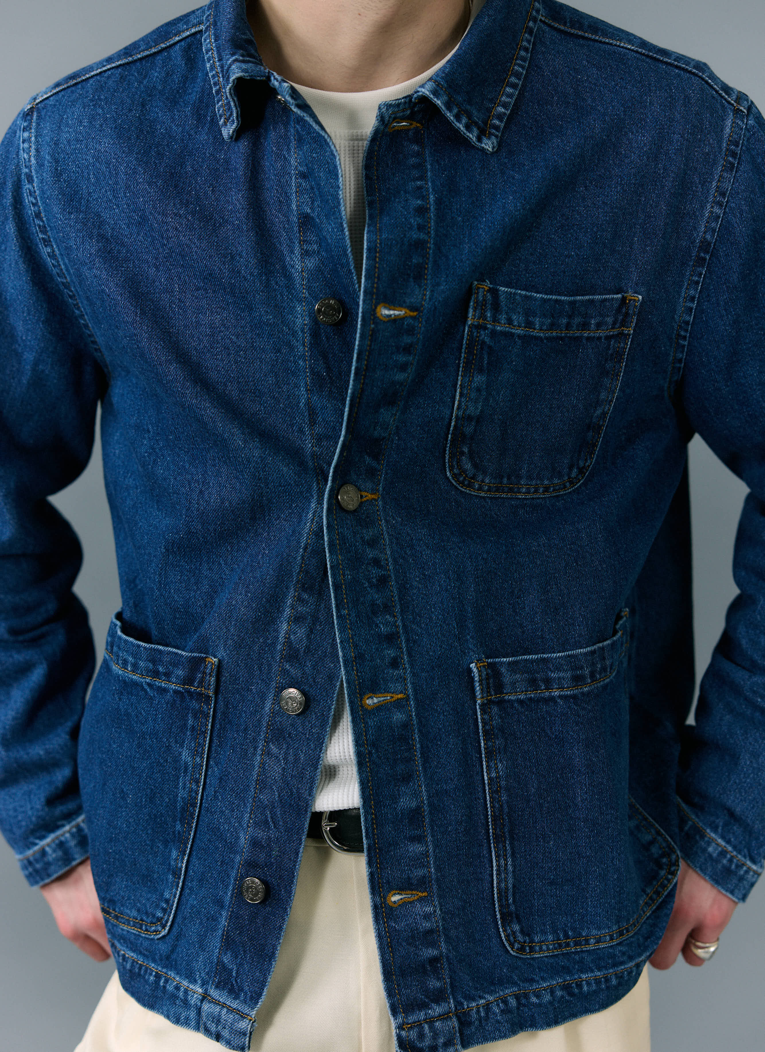 708-gove-chore-jacket-denim-mid-wash-blue-7.jpg Gove Chore Jacket | Denim | Mid Wash Blue
