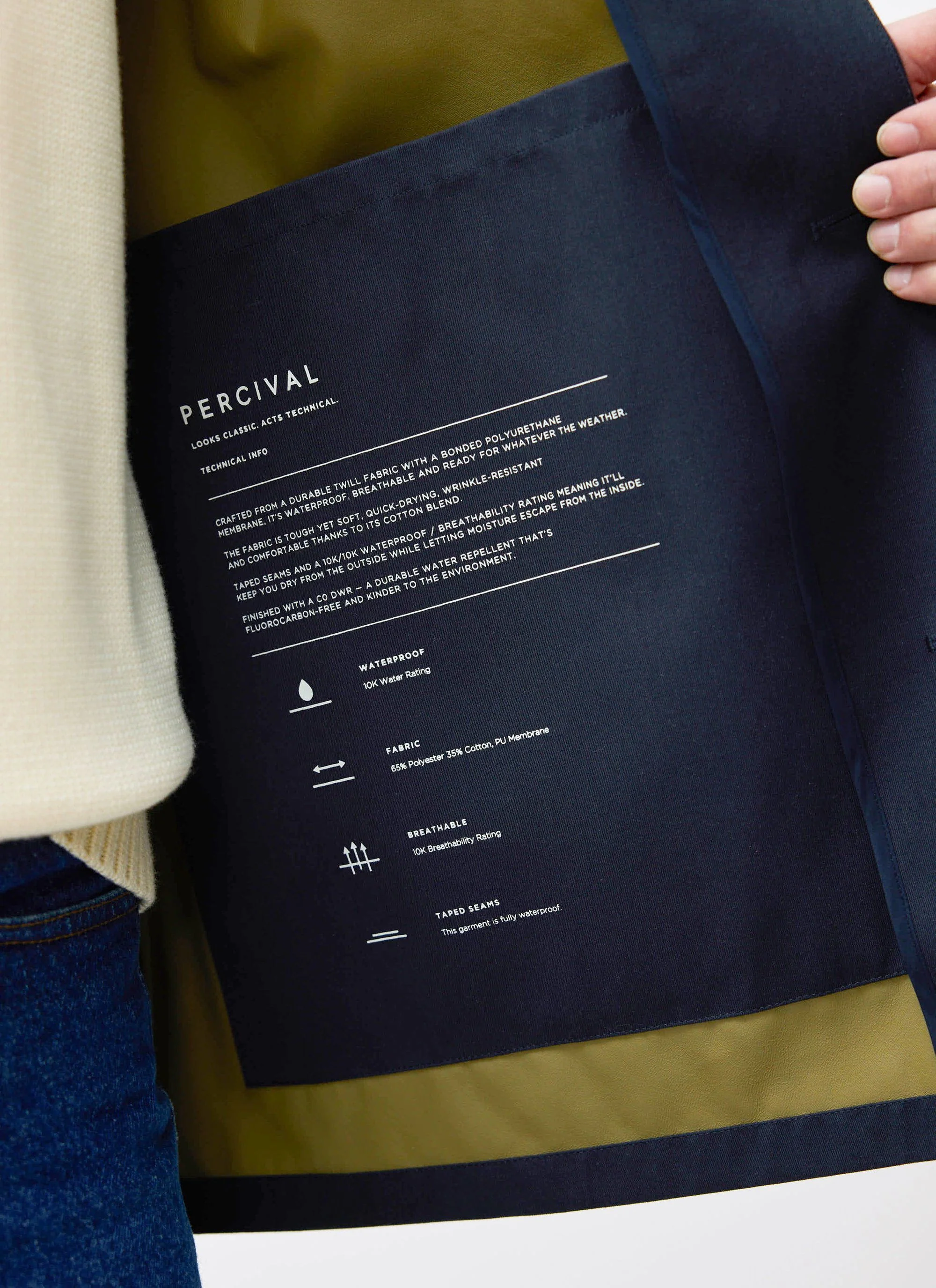 Sherlock Short Trench Coat | Waterproof | Midnight with Olive