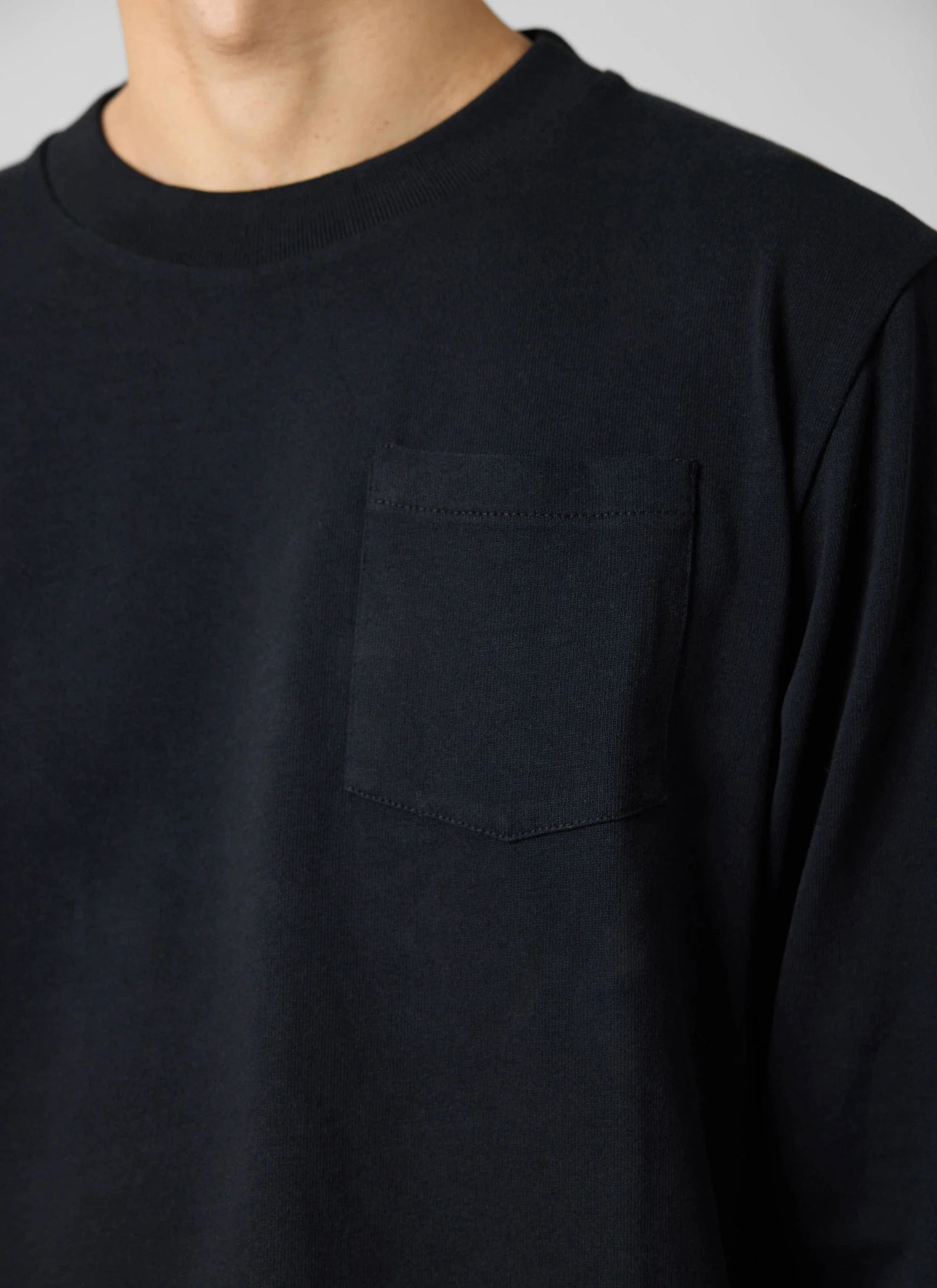Long Sleeve Pocket T Shirt | Organic Cotton | Black