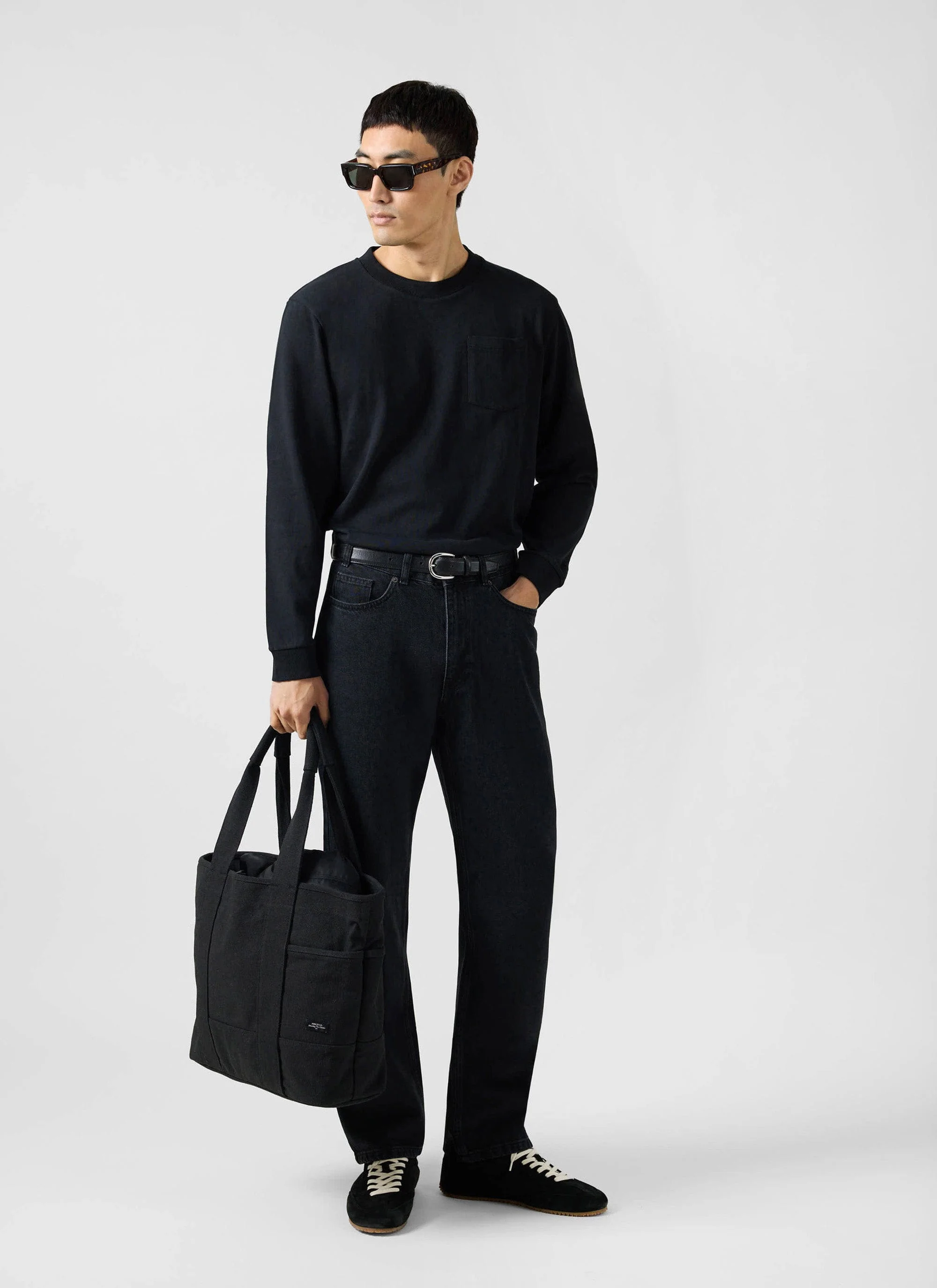 Long Sleeve Pocket T Shirt | Organic Cotton | Black