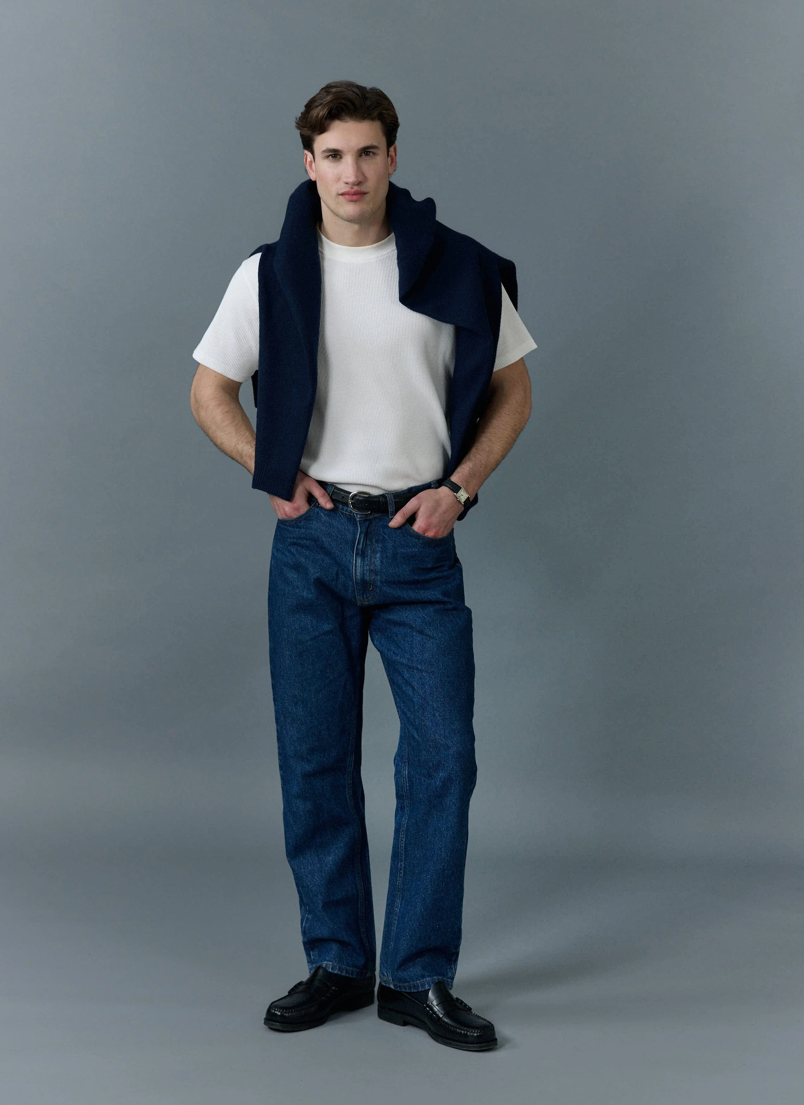 Straight Leg Denim Jeans | Cotton | Mid Wash Blue