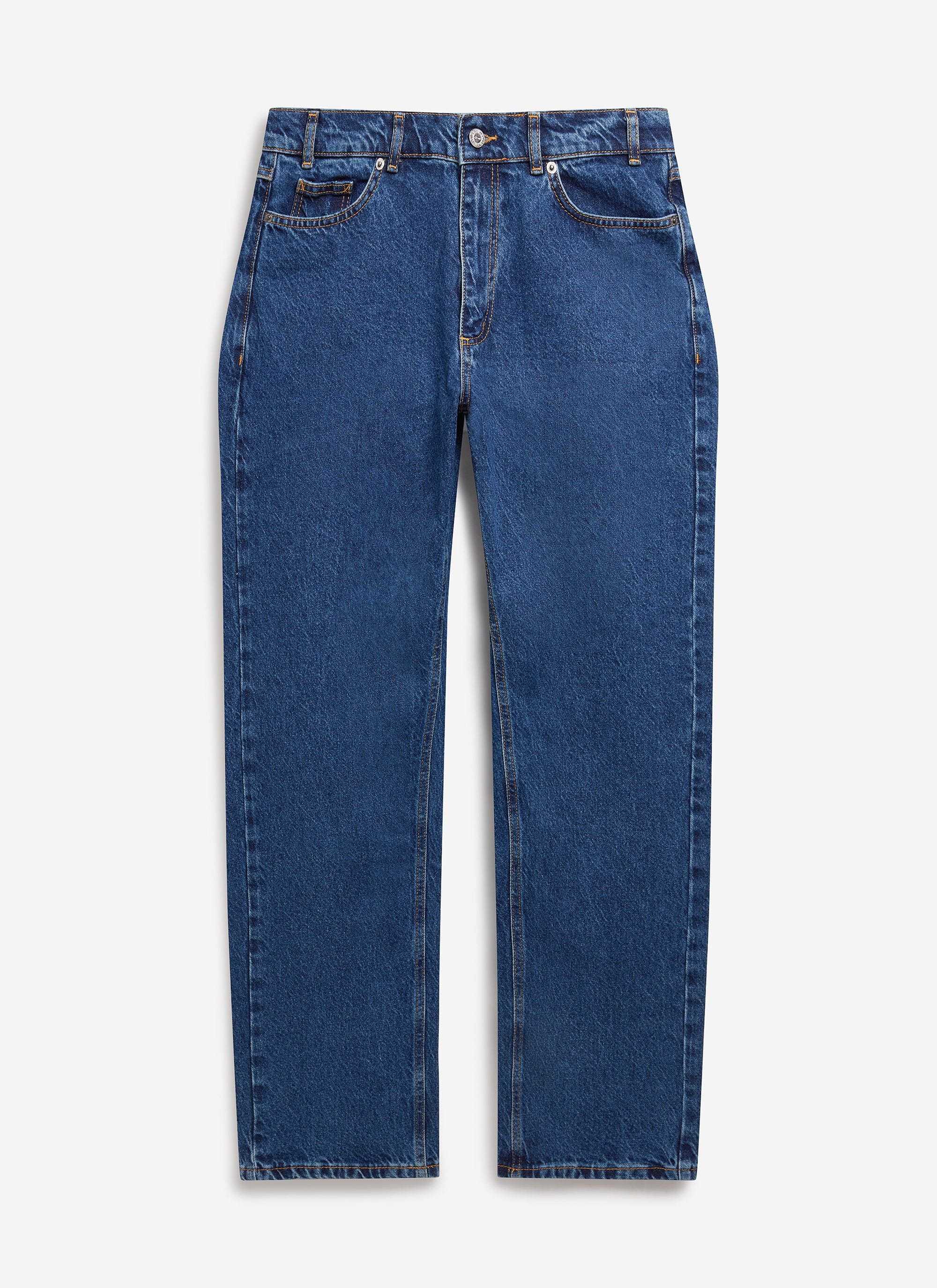 Straight Leg Denim Jeans | Cotton | Mid Wash Blue