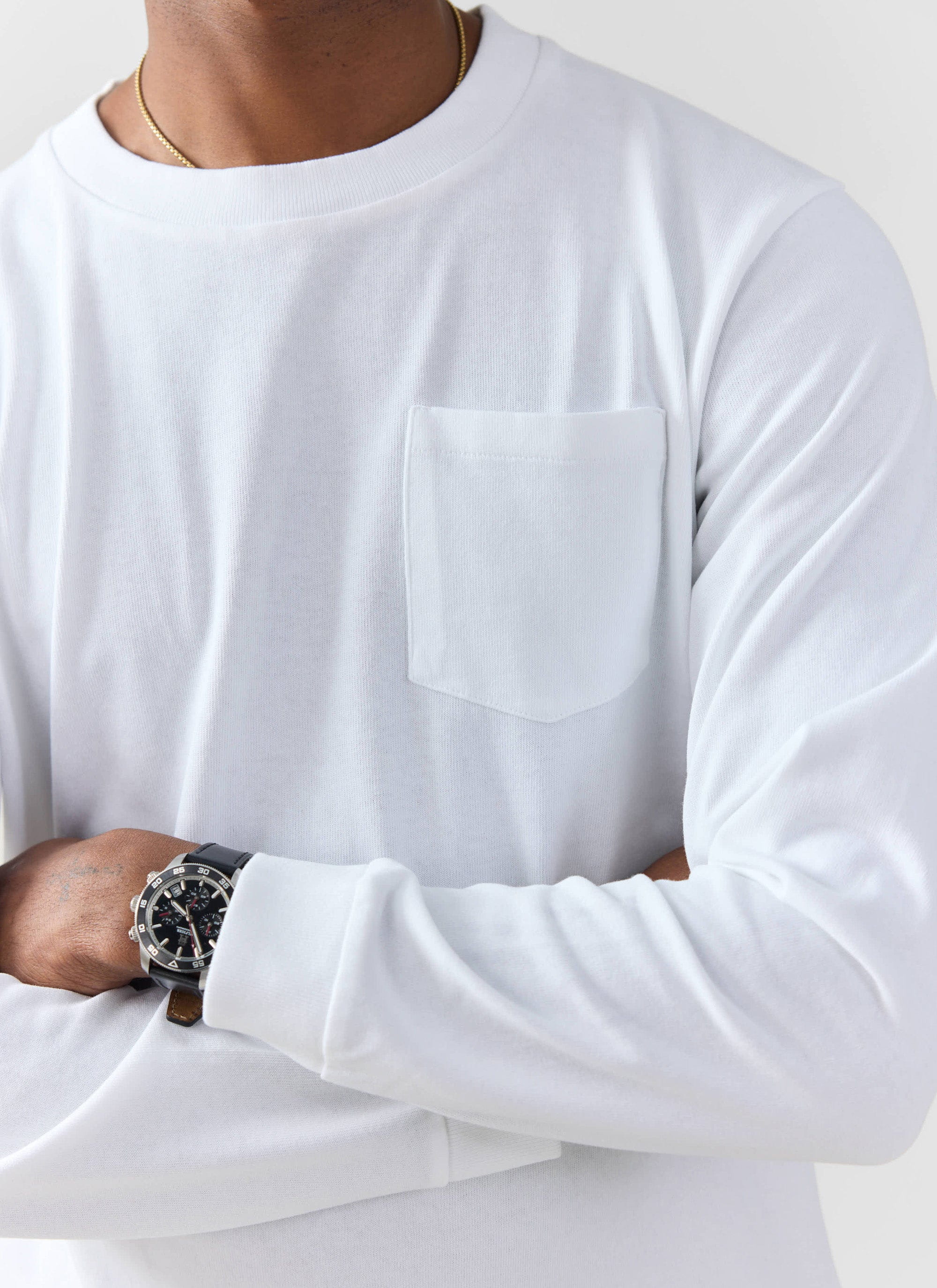 832-long-sleeve-pocket-t-shirt-organic-cotton-white-2.jpg Long Sleeve Pocket T Shirt | Organic Cotton | White