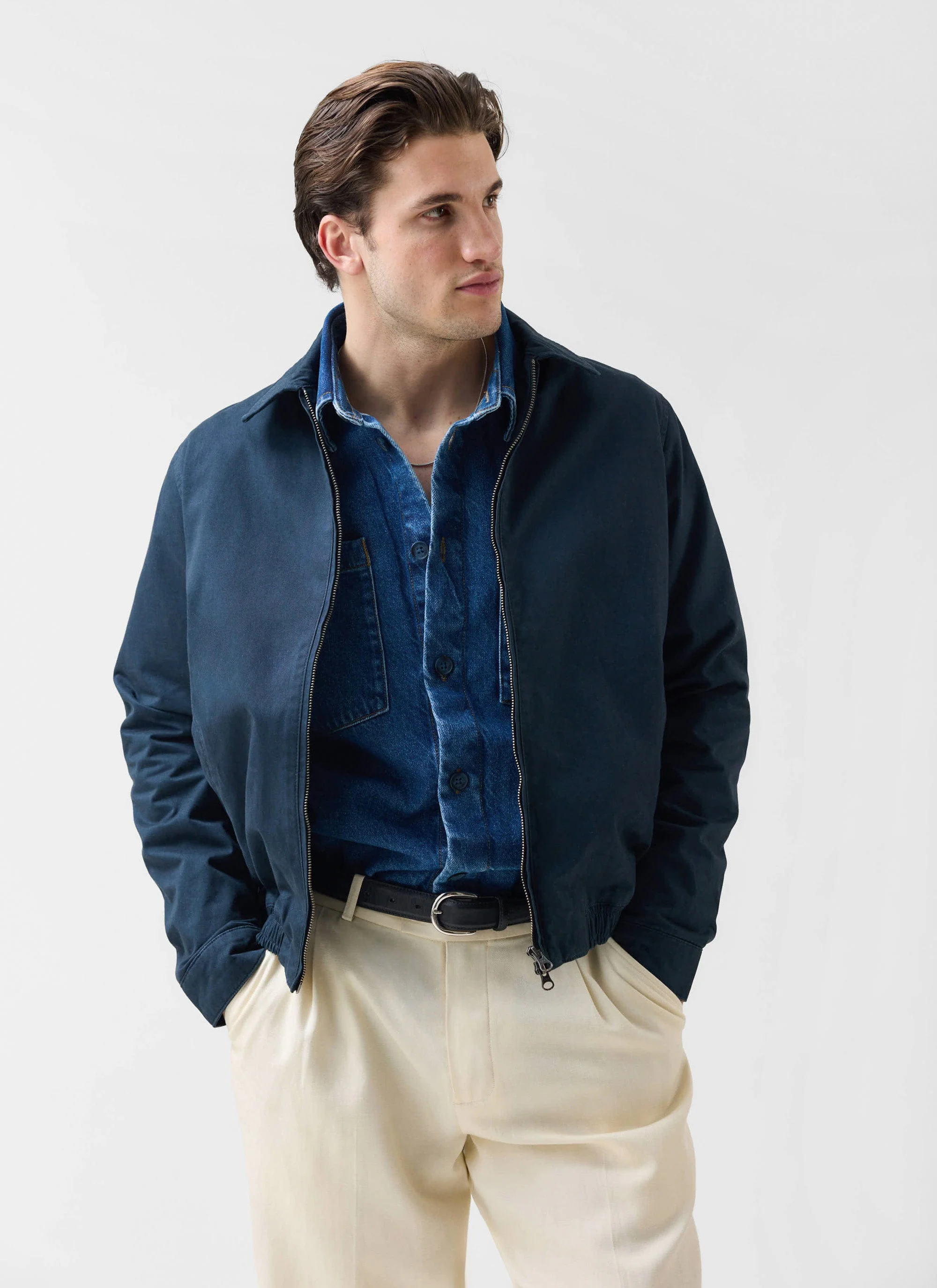 839-leo-harrington-jacket-cotton-navy-1.webp Leo Harrington Jacket | Cotton | Navy