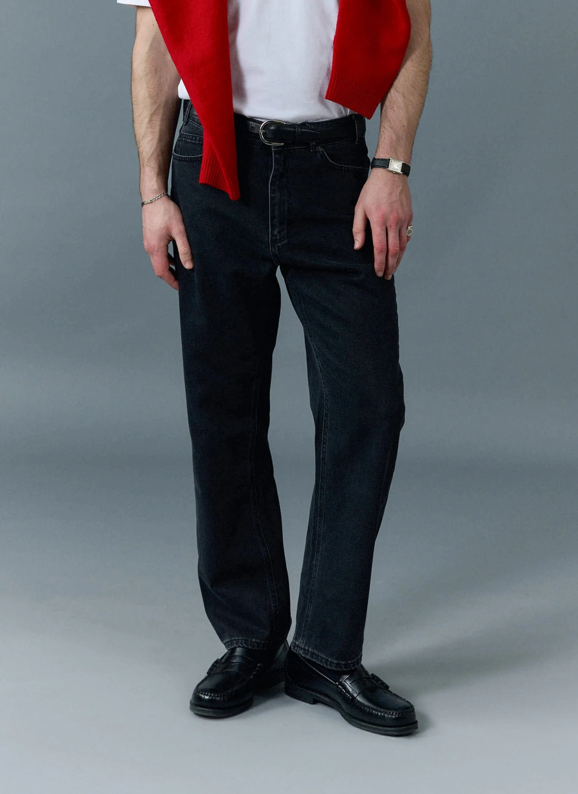 846-straight-leg-denim-jeans-cotton-black-1.webp Straight Leg Denim Jeans | Cotton | Black