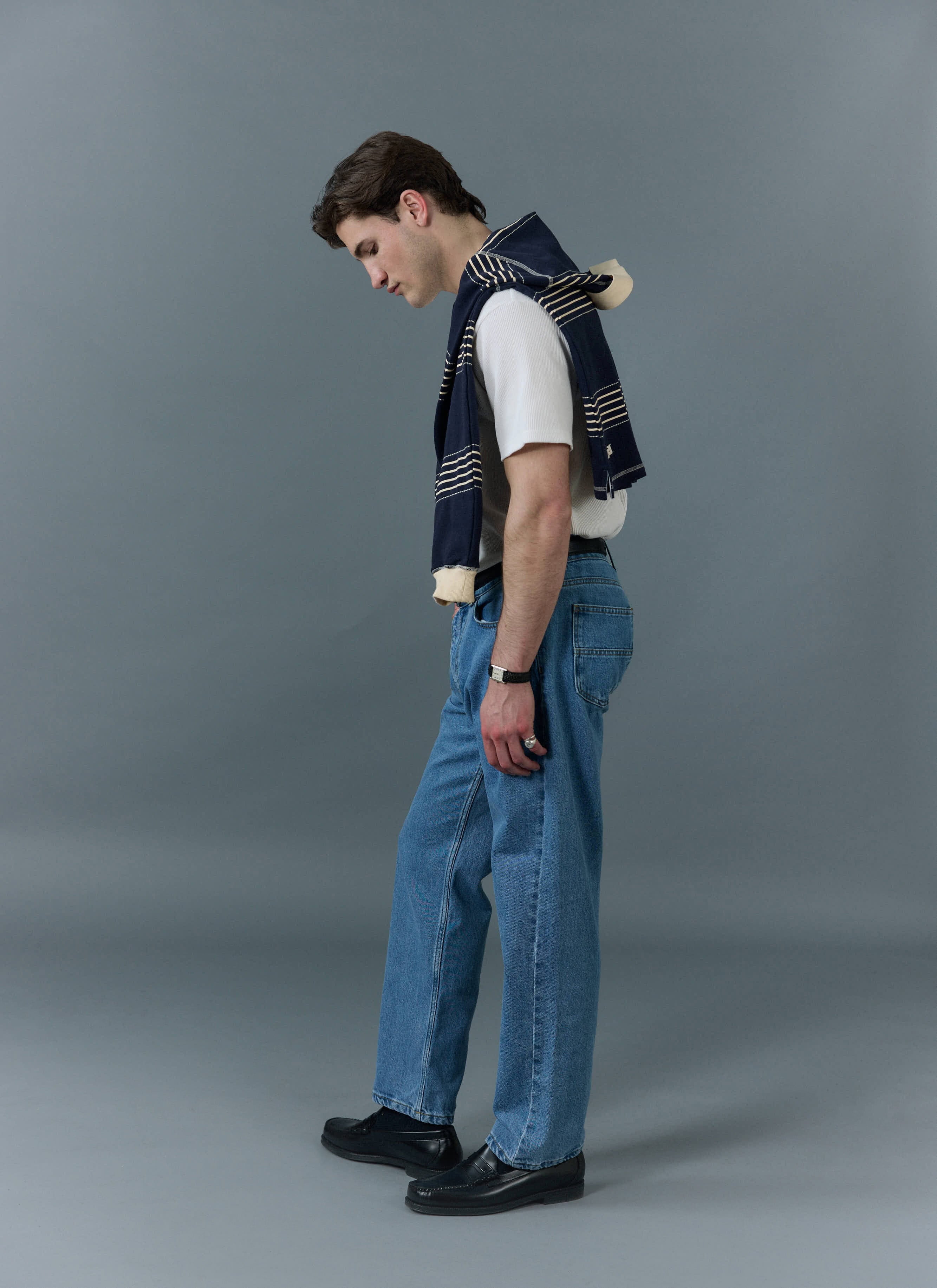 859-straight-leg-denim-jeans-cotton-light-wash-blue-2.jpg Straight Leg Denim Jeans | Cotton | Light Wash Blue
