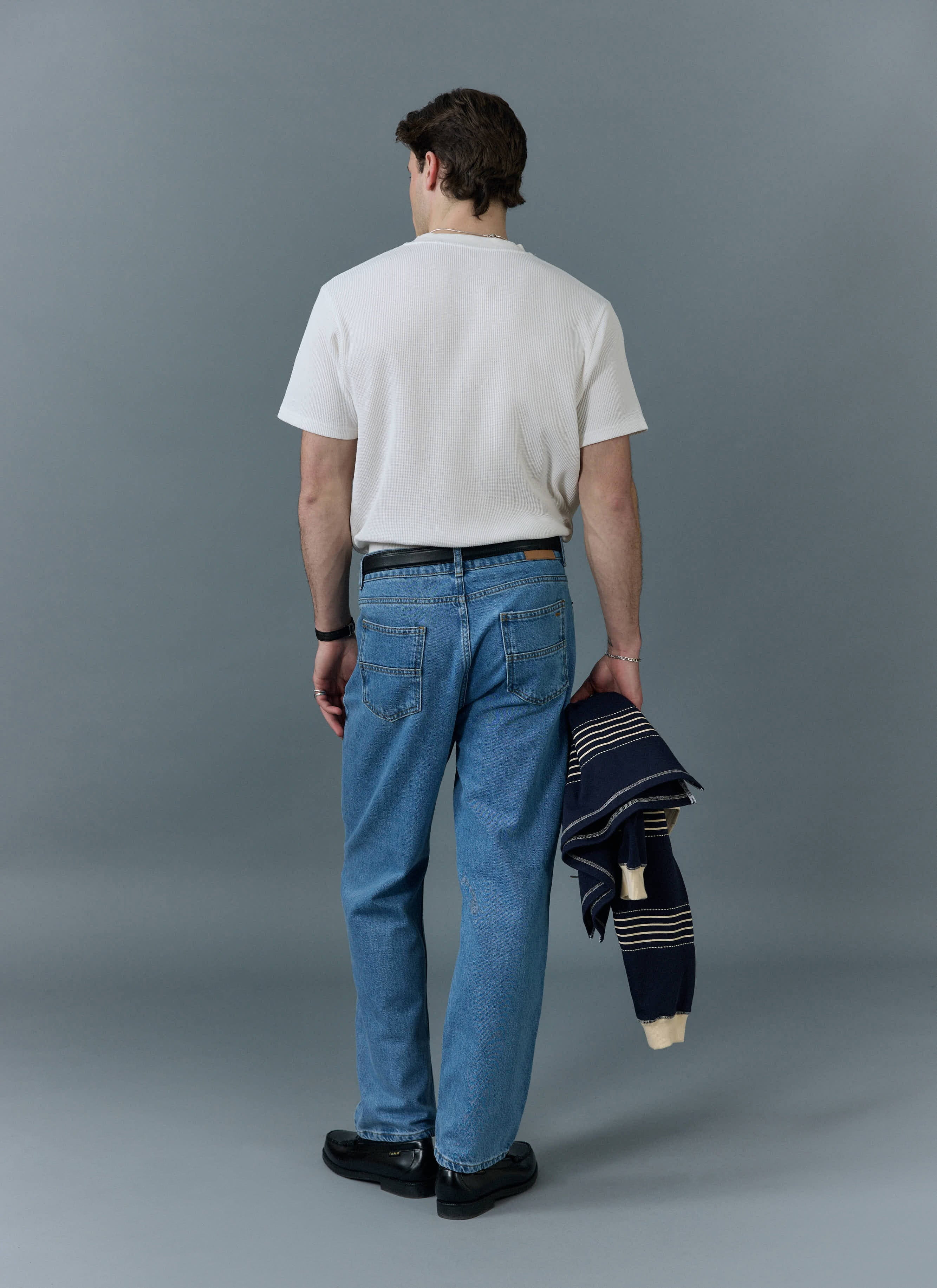 859-straight-leg-denim-jeans-cotton-light-wash-blue-3.jpg Straight Leg Denim Jeans | Cotton | Light Wash Blue