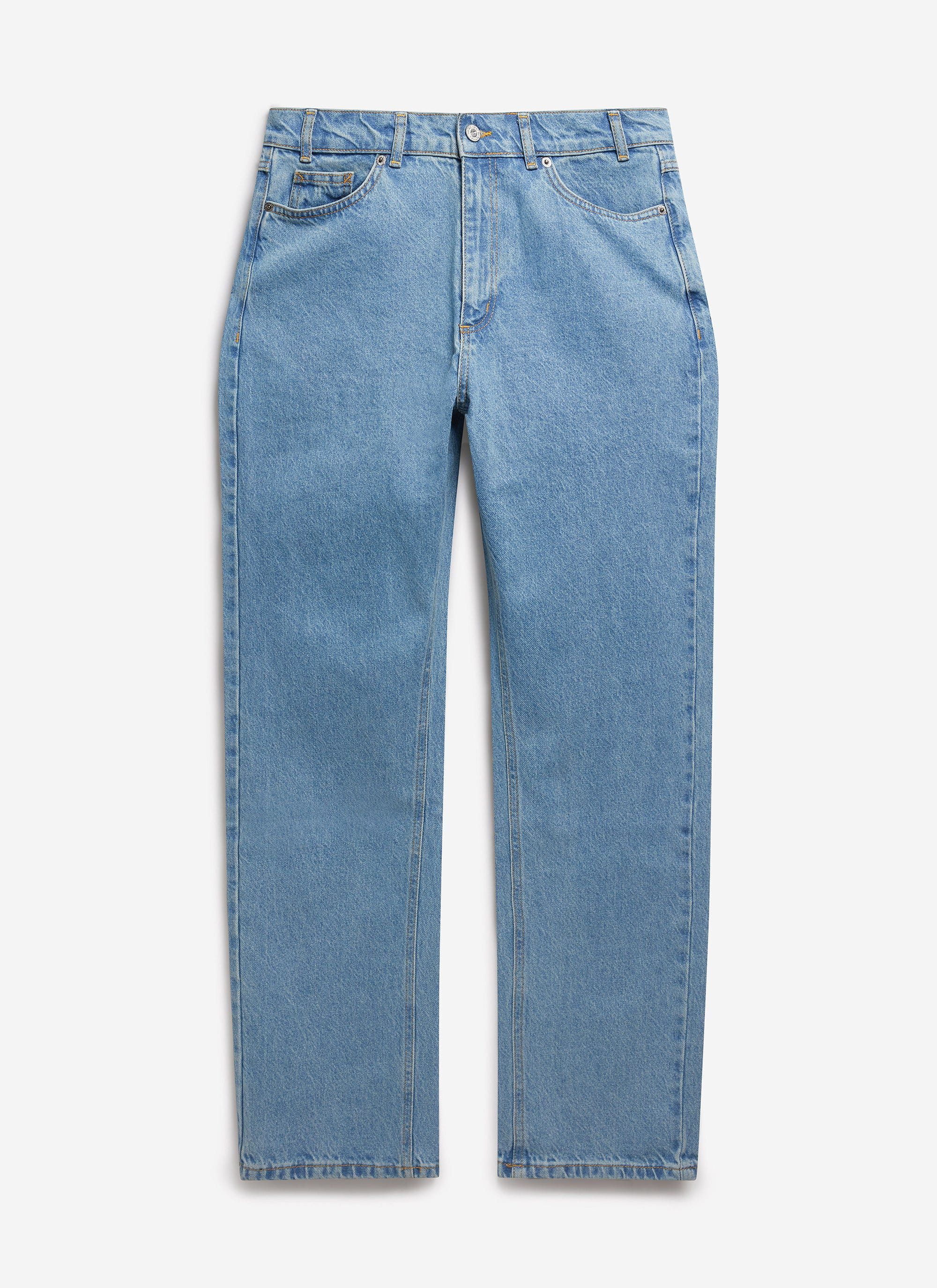 859-straight-leg-denim-jeans-cotton-light-wash-blue-6.jpg Straight Leg Denim Jeans | Cotton | Light Wash Blue