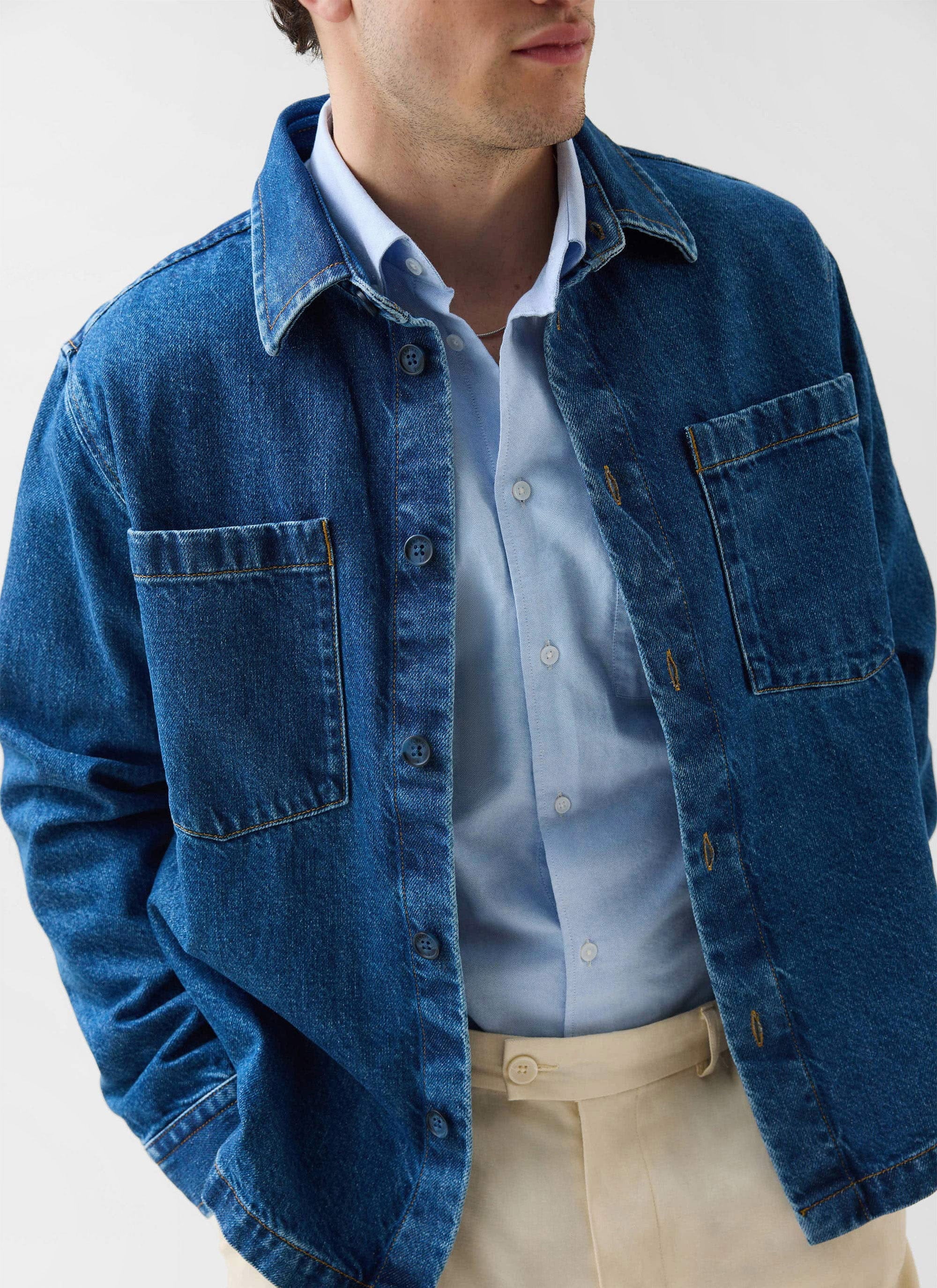 879-denim-heavyweight-overshirt-cotton-mid-wash-blue-5.jpg Denim Heavyweight Overshirt | Cotton | Mid Wash Blue
