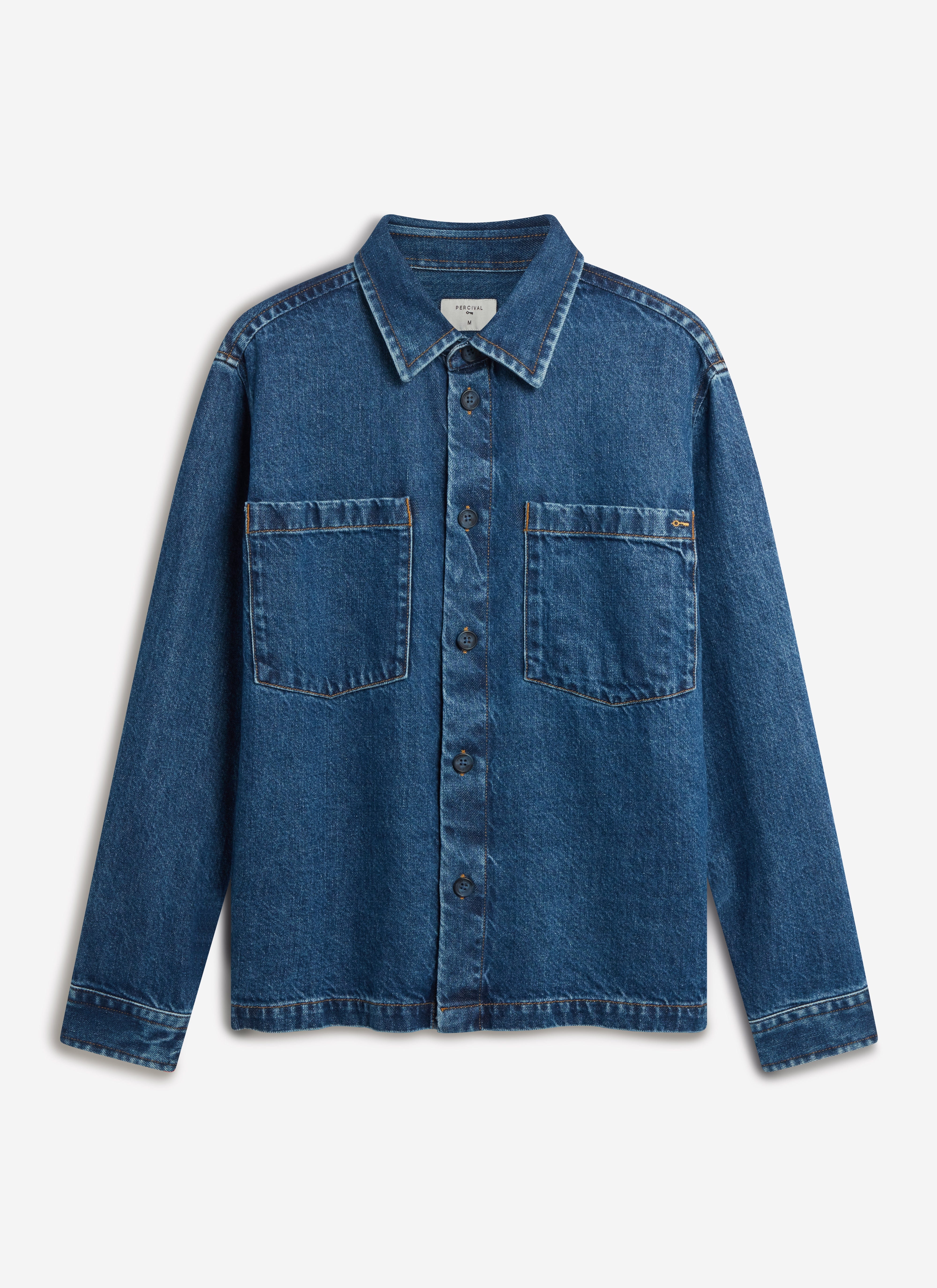 879-denim-heavyweight-overshirt-cotton-mid-wash-blue-9.jpg Denim Heavyweight Overshirt | Cotton | Mid Wash Blue