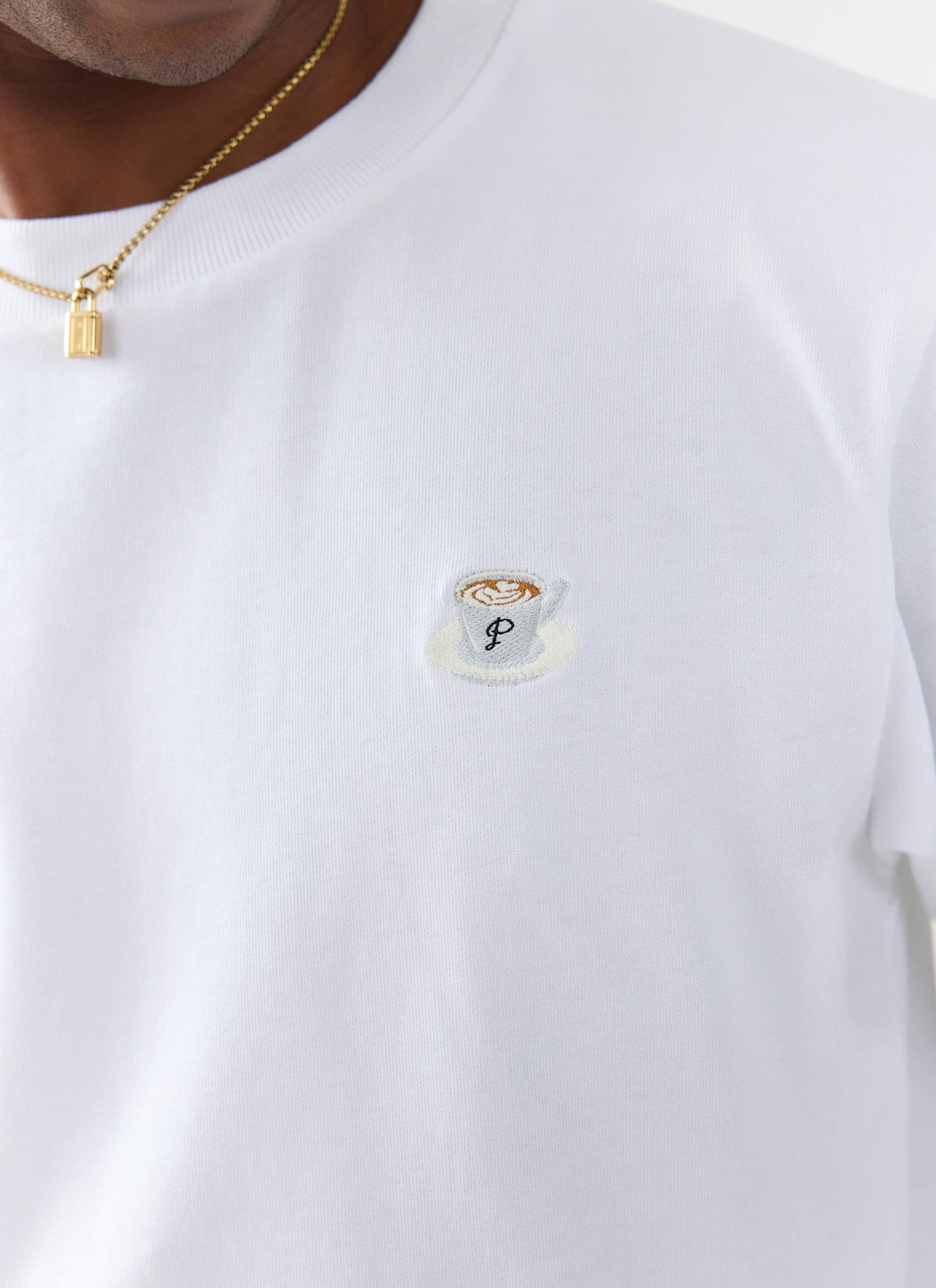 970-flat-white-embroidered-t-shirt-organic-cotton-white-1.jpg Flat White Embroidered T Shirt | Organic Cotton | White