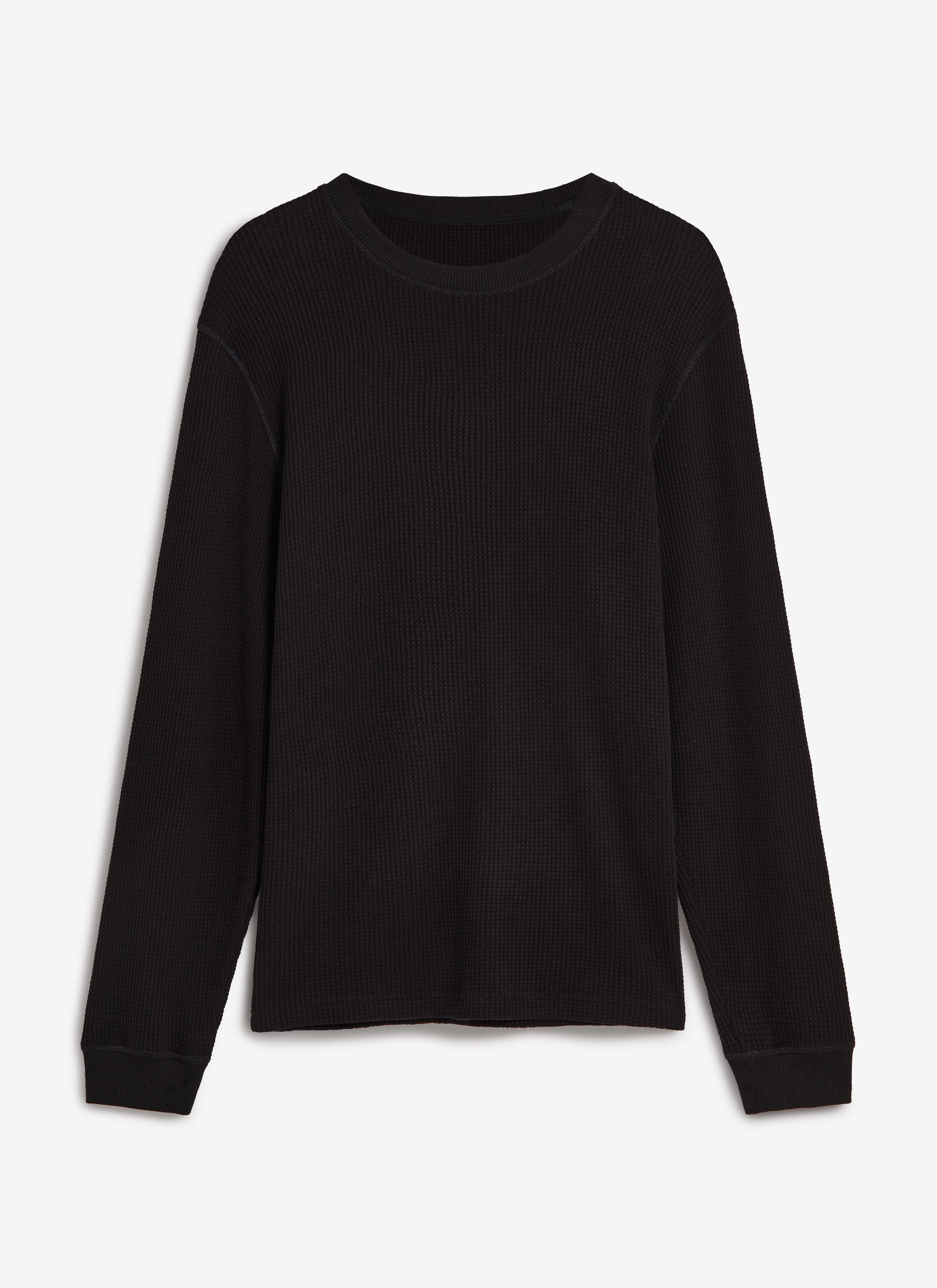 977-waffle-long-sleeve-t-shirt-cotton-black-7.webp Waffle Long Sleeve T Shirt | Cotton | Black